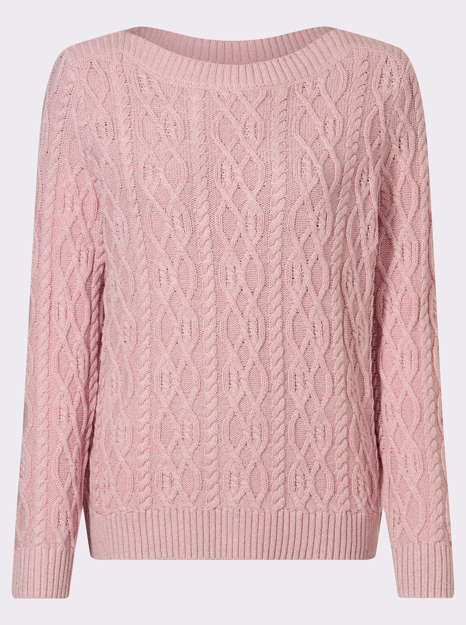 Strickpullover mit aufwendigem Zopfmuster - hortensie-meliert