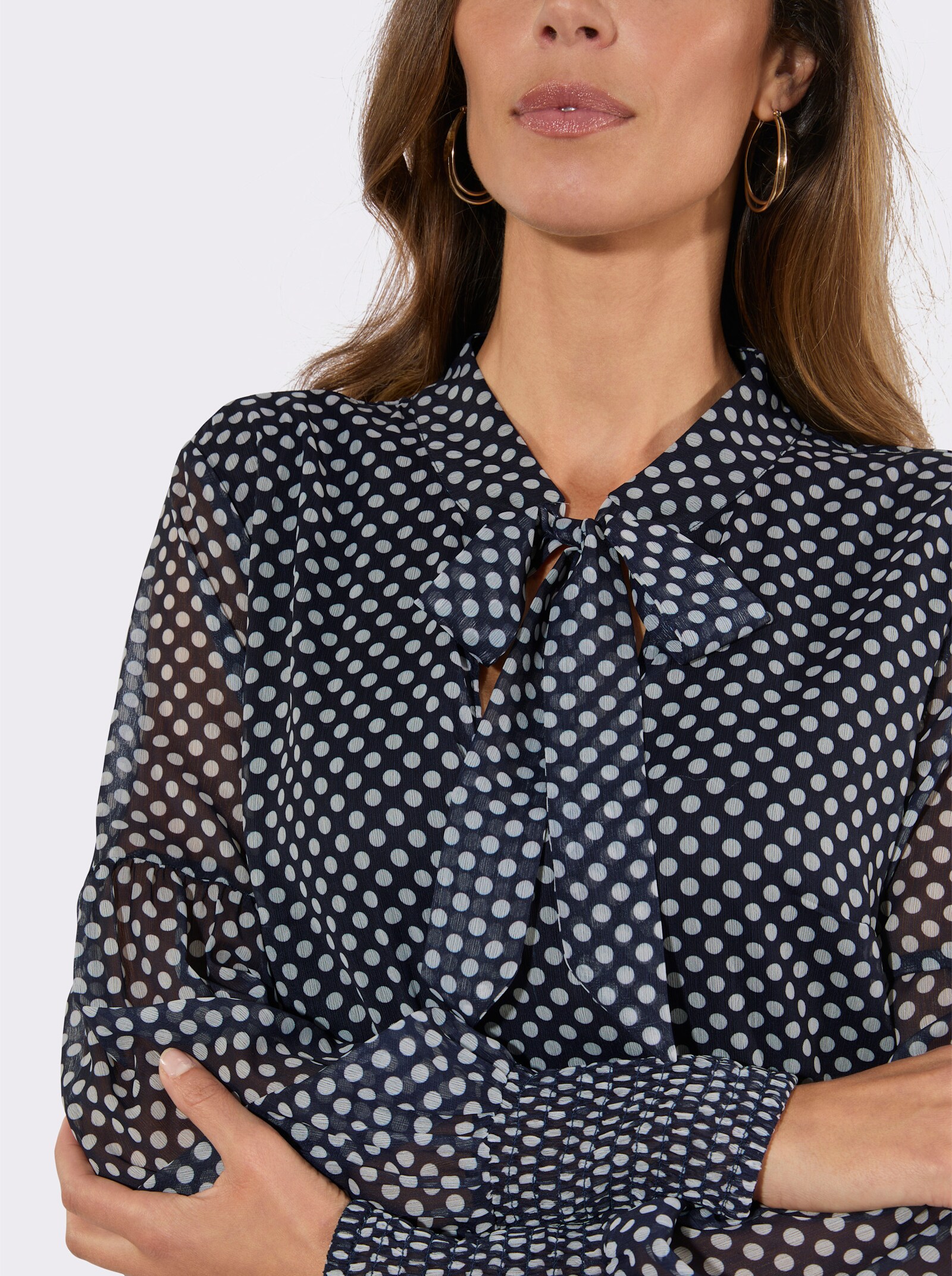 Druckkleid mit Viskose-Futter - marine-ecru-bedruckt