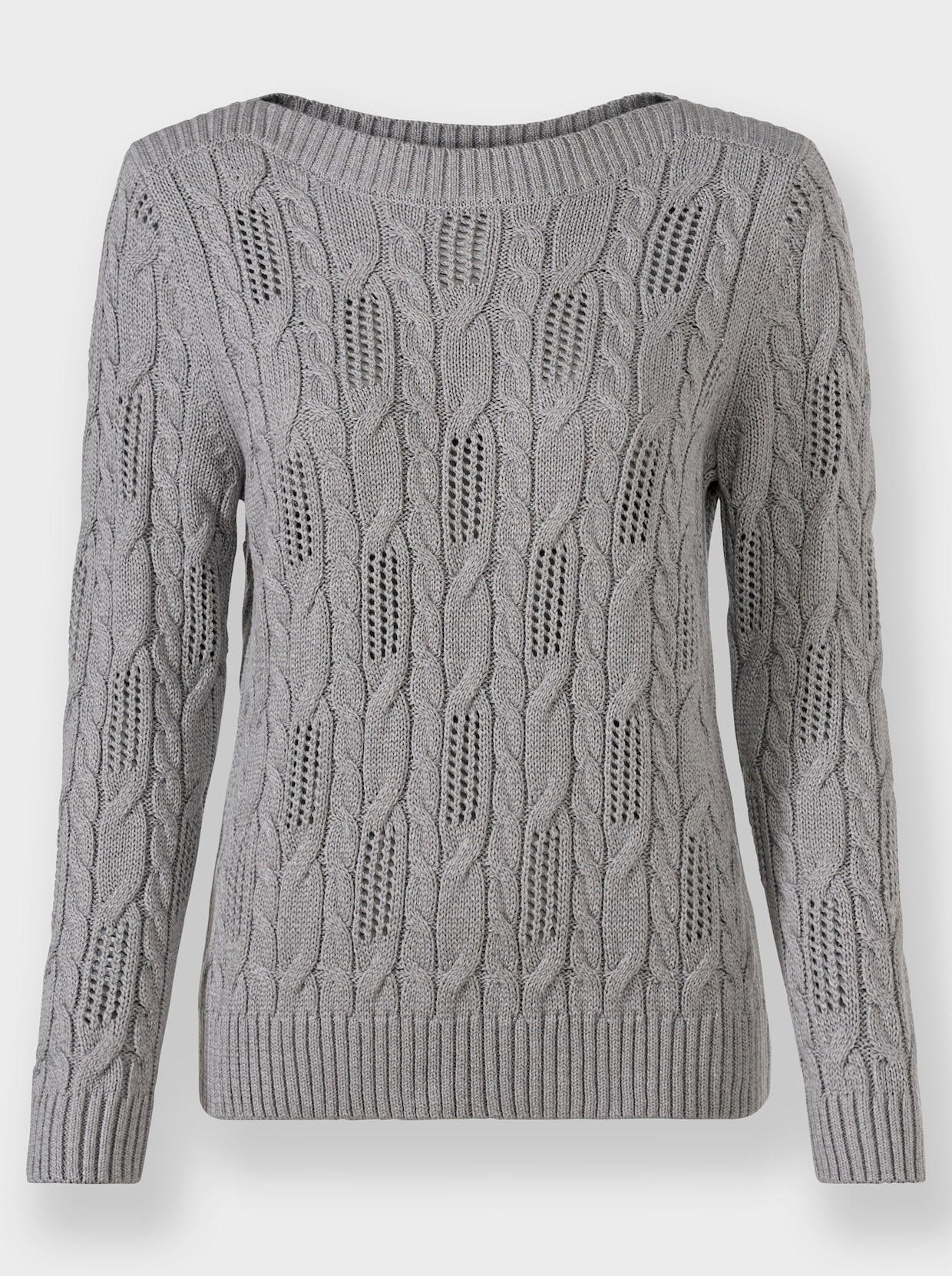 Langarm-Pullover - steingrau-meliert