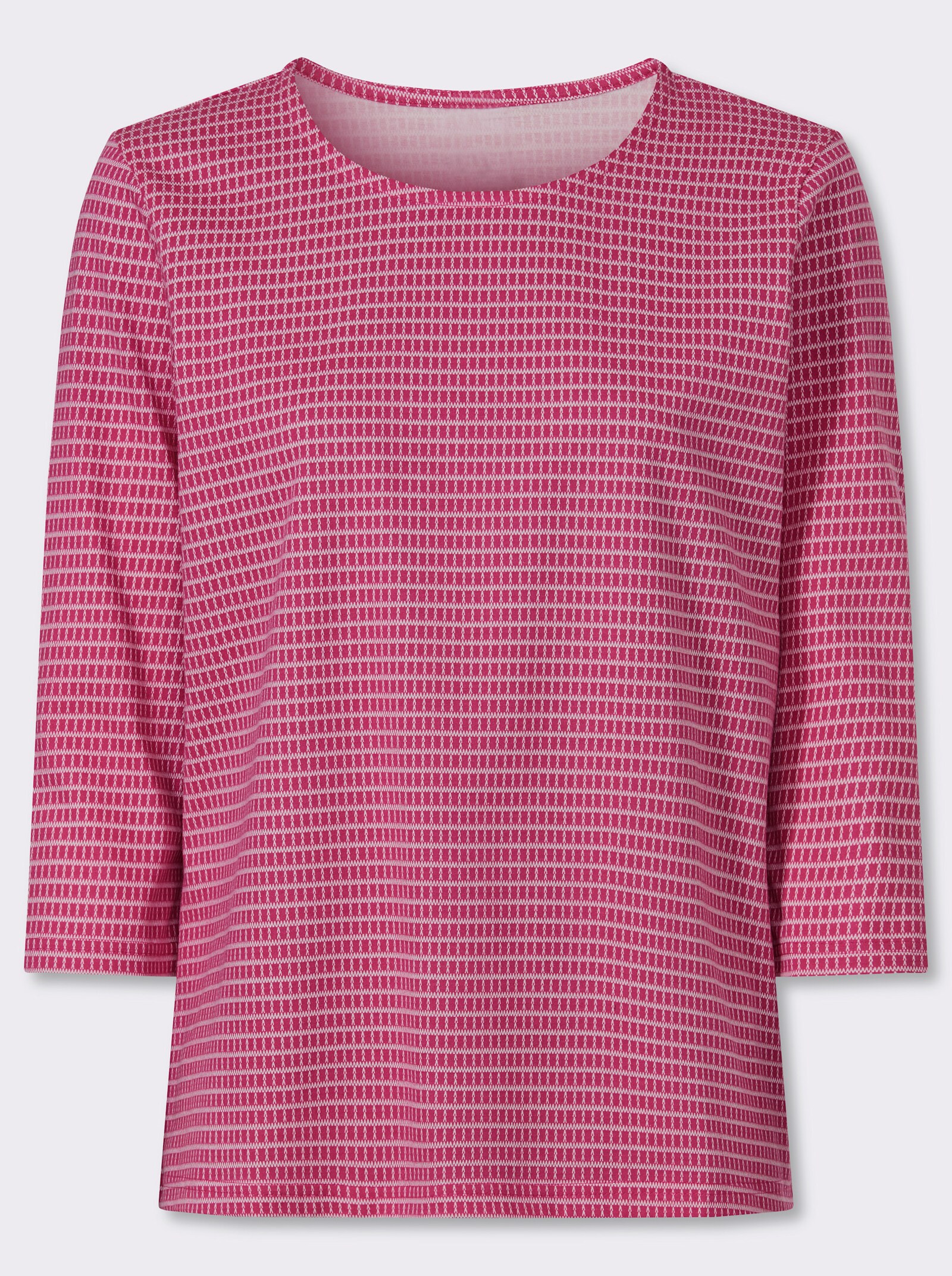 3/4-Arm-Shirt mit Minimal-Druck - fuchsia-ecru-bedruckt