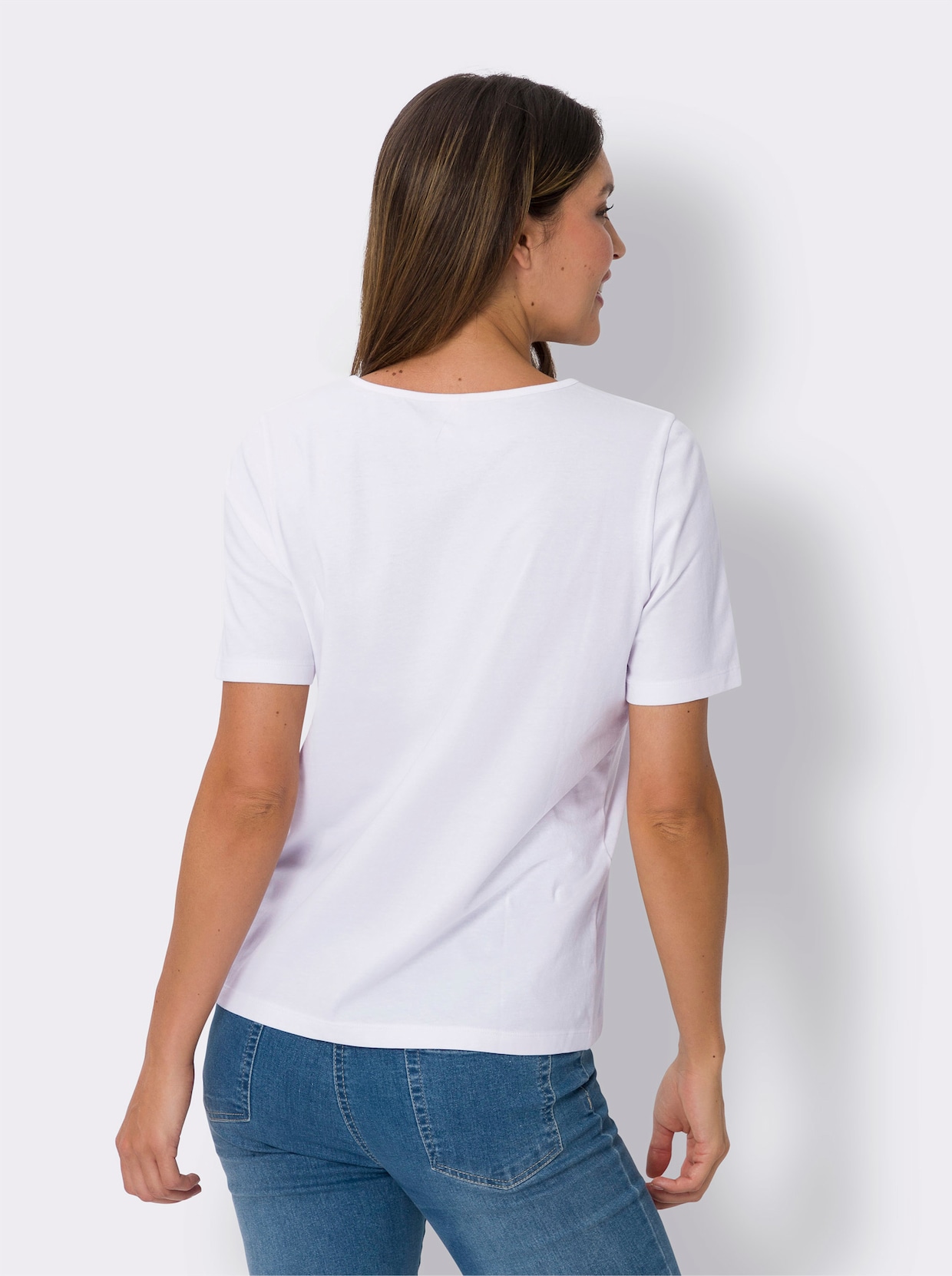 Shirt met ronde hals - wit/limoen
