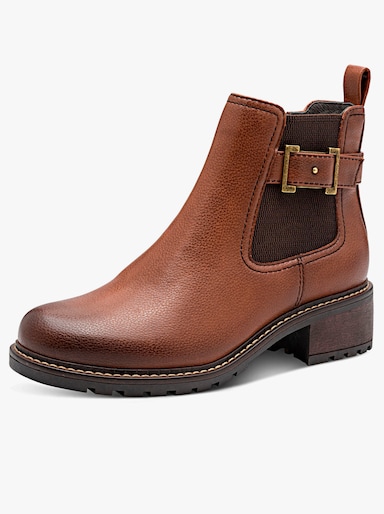 Jana Stiefelette mit Zierriegel - cognac