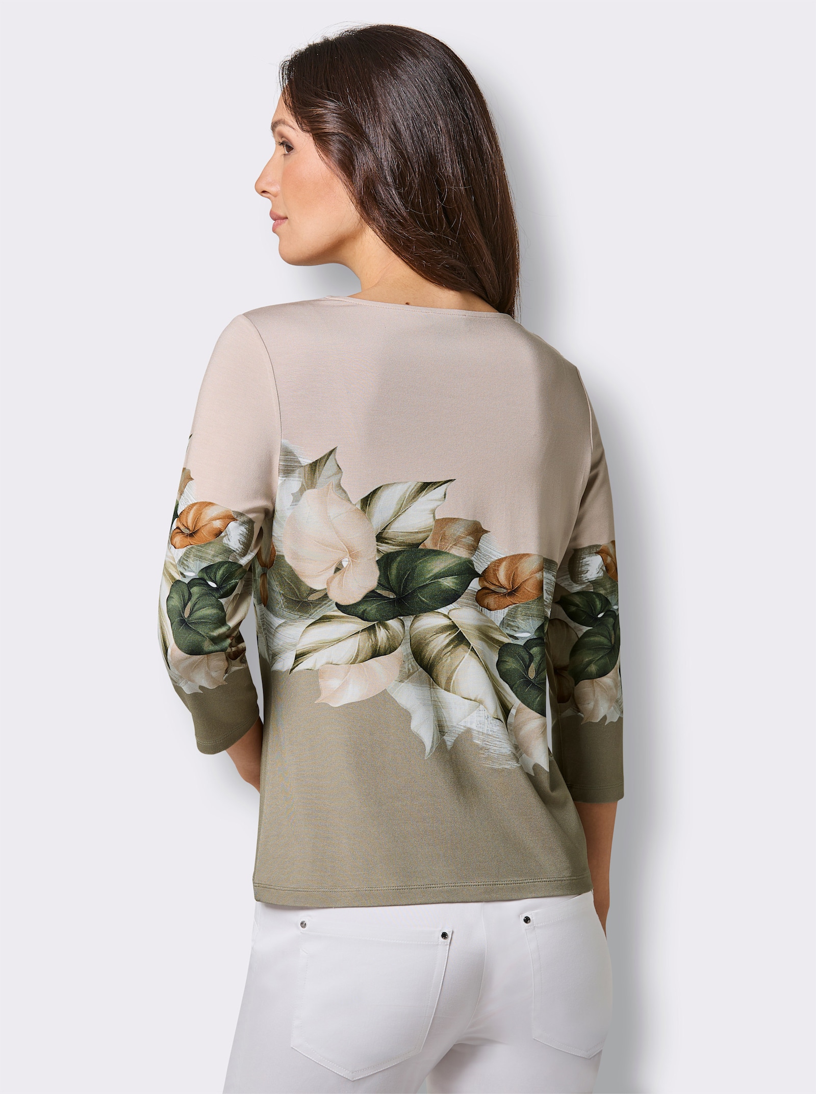 CREATION L PREMIUM Print-Shirt mit platziertem Druck - elfenbein-schlamm-bedruckt