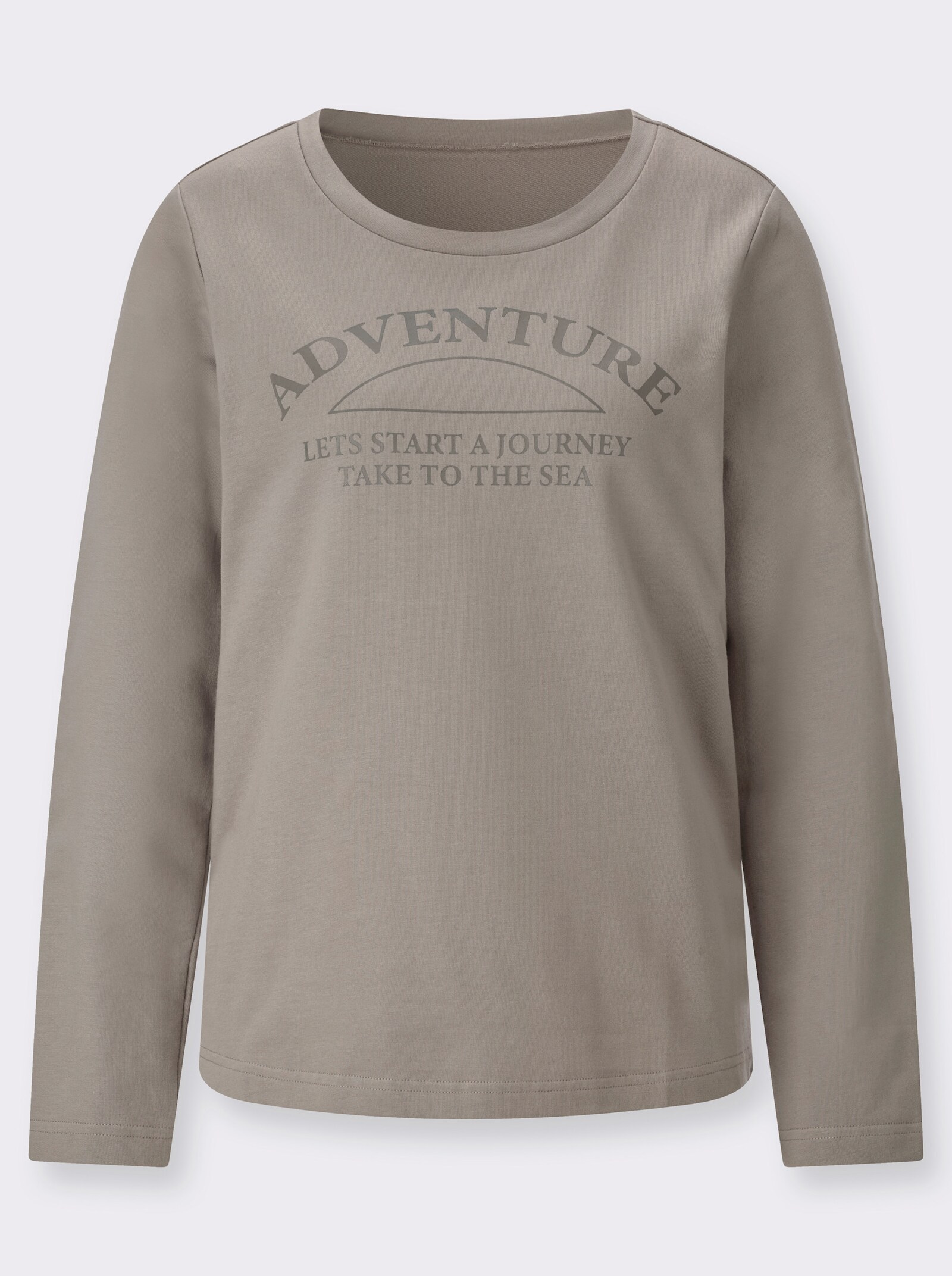  Sweatshirt mit platziertem Schriftzug - taupe-dunkeltaupe