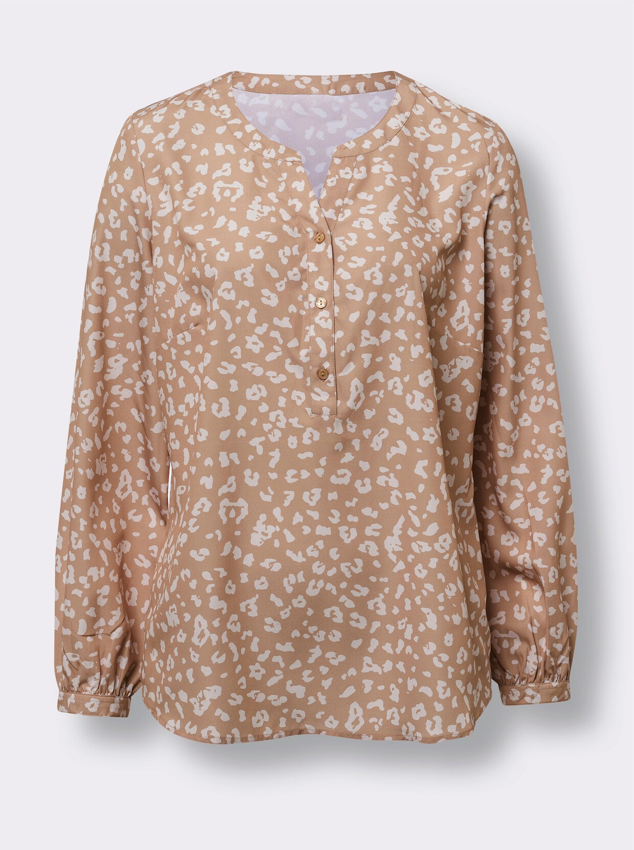 Comfortabele blouse - camel geprint