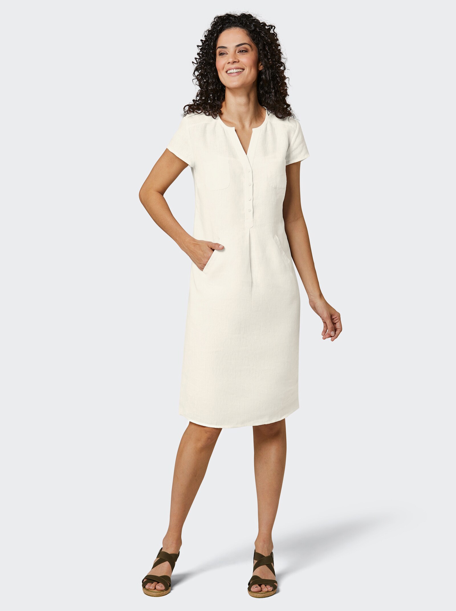 CREATION L PREMIUM Webkleid aus reinen Leinen - weiß
