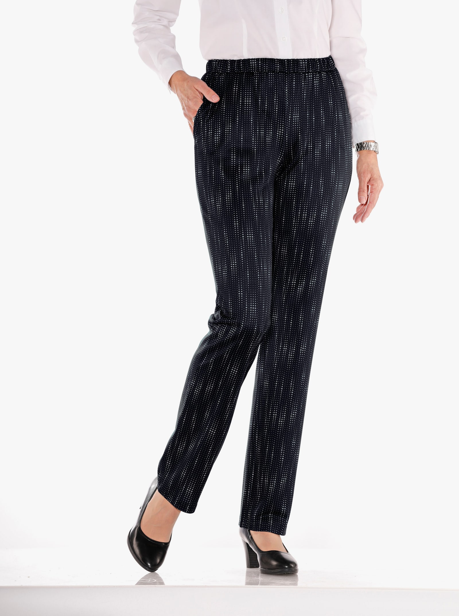 Schlupfhose in Jersey-Qualität, innen leicht angeraut - schwarz-gemustert