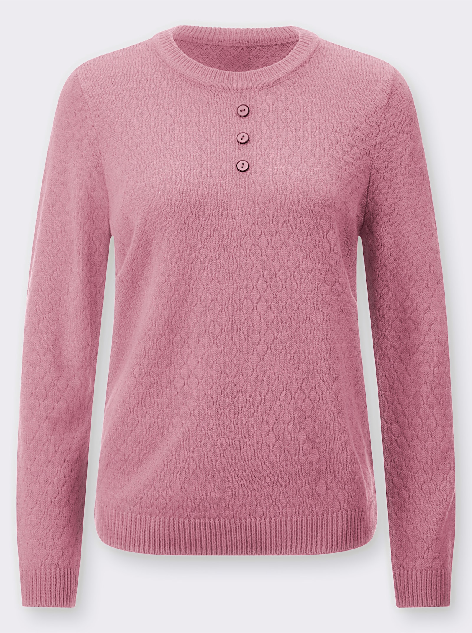 Strickpullover mit Zierknöpfen - altrosa