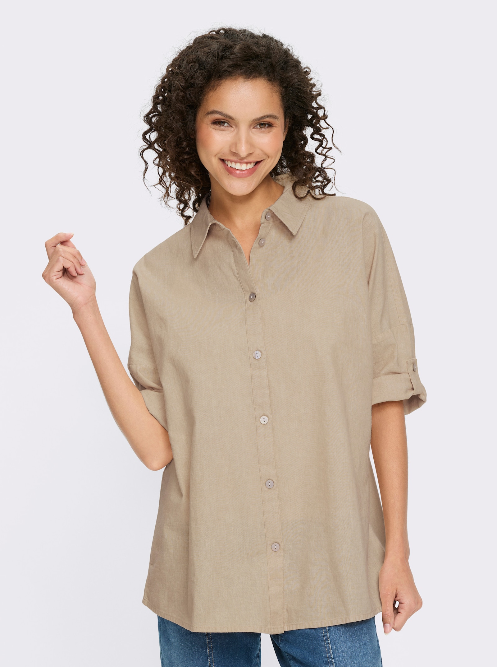 heine Leinenbluse mit 3/4-Arm - sand