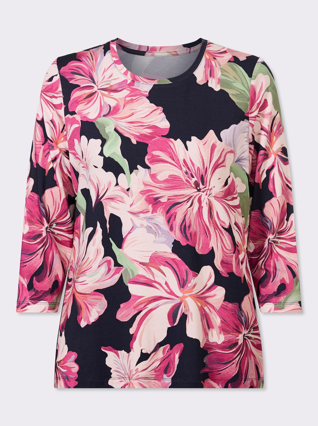 Print-Shirt - marine-magenta-bedruckt