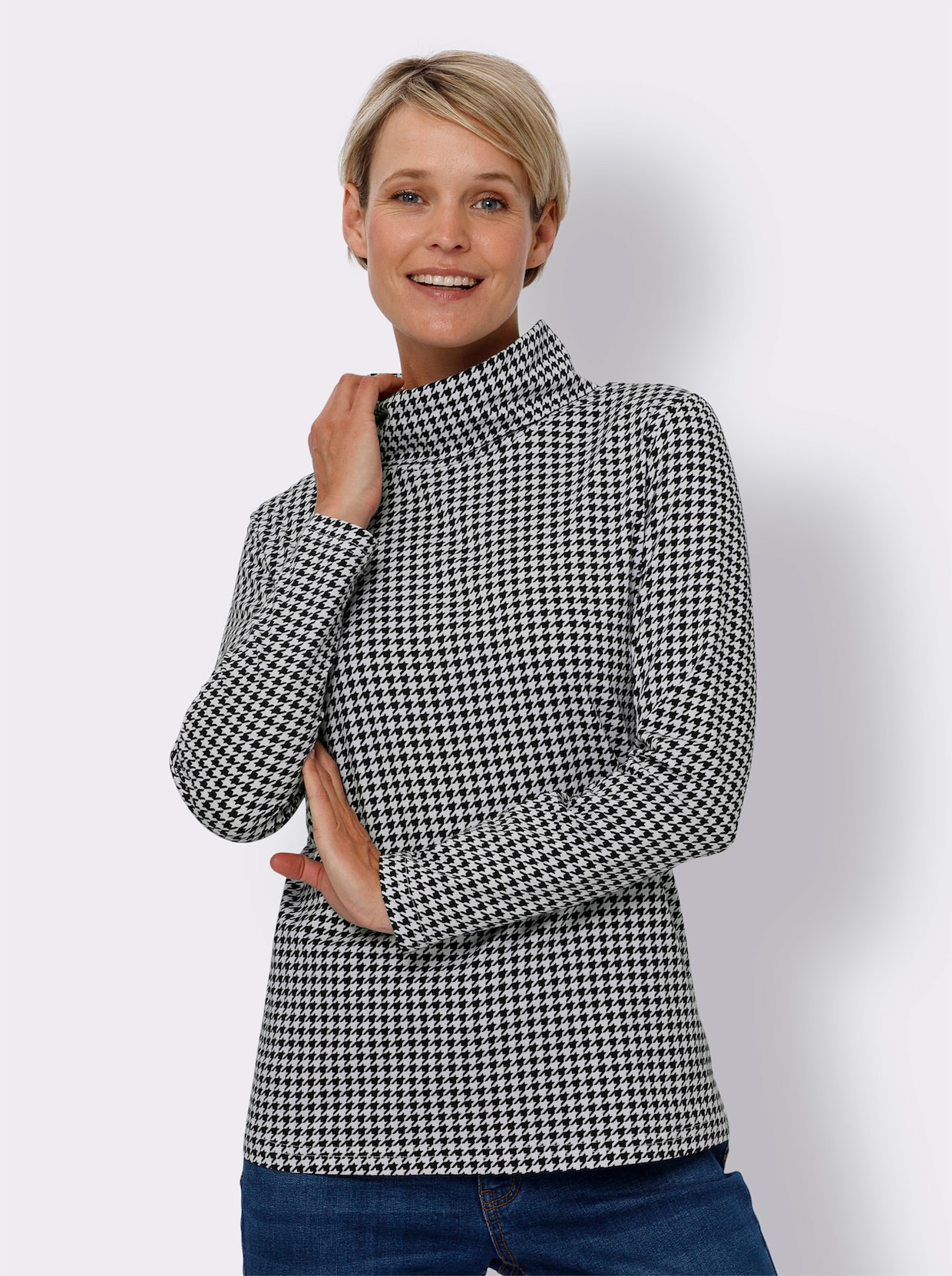 Colshirt - wit/zwart geprint