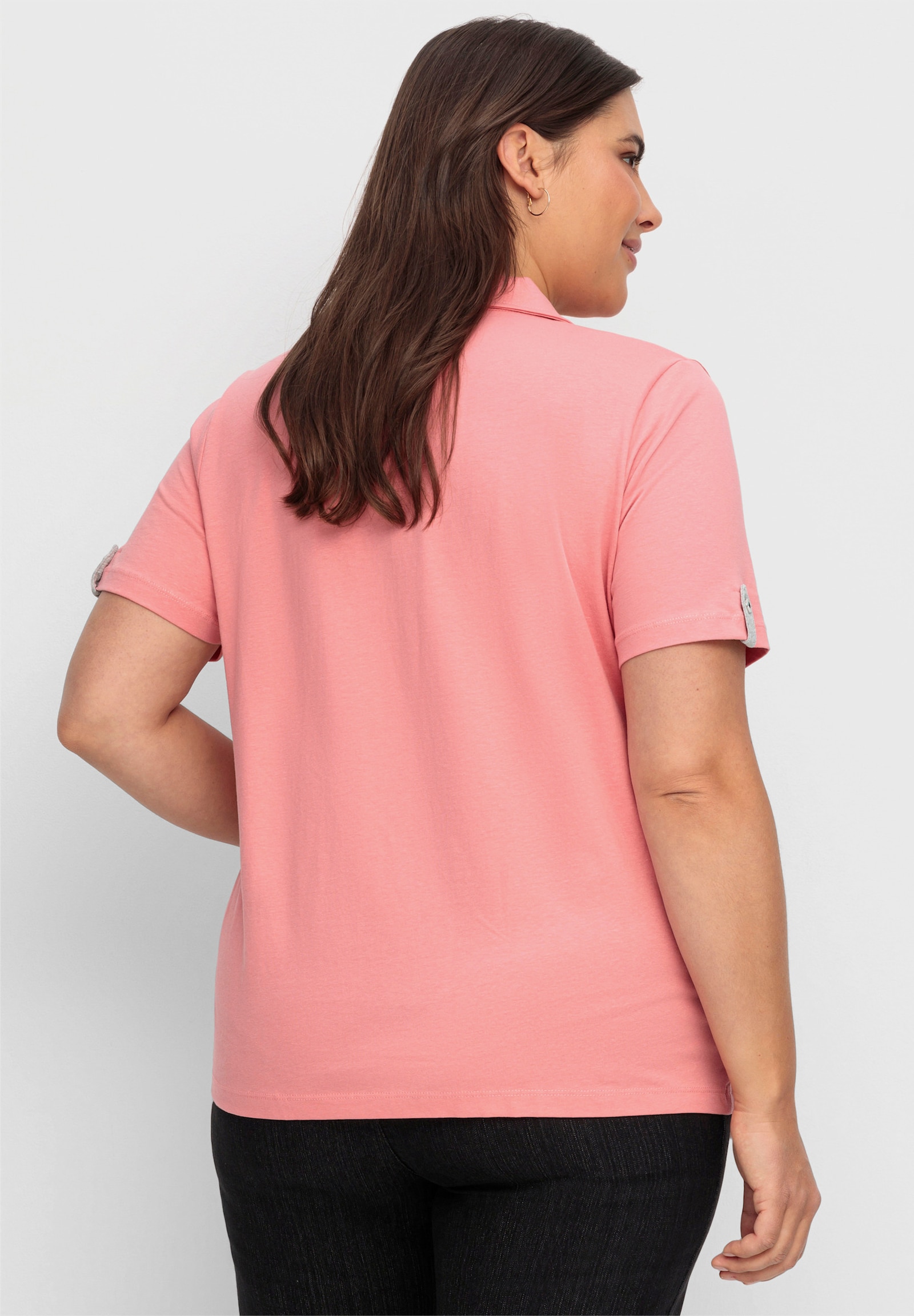 Poloshirt mit Kontrasten - flamingo