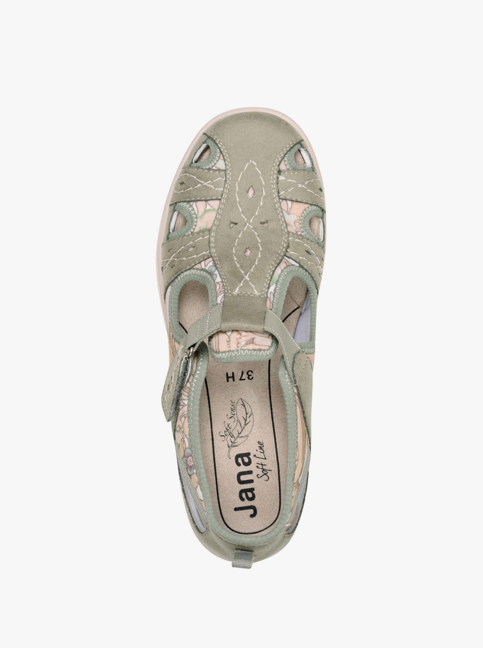 Jana Klittenbandschoen met bloemenprint - leem