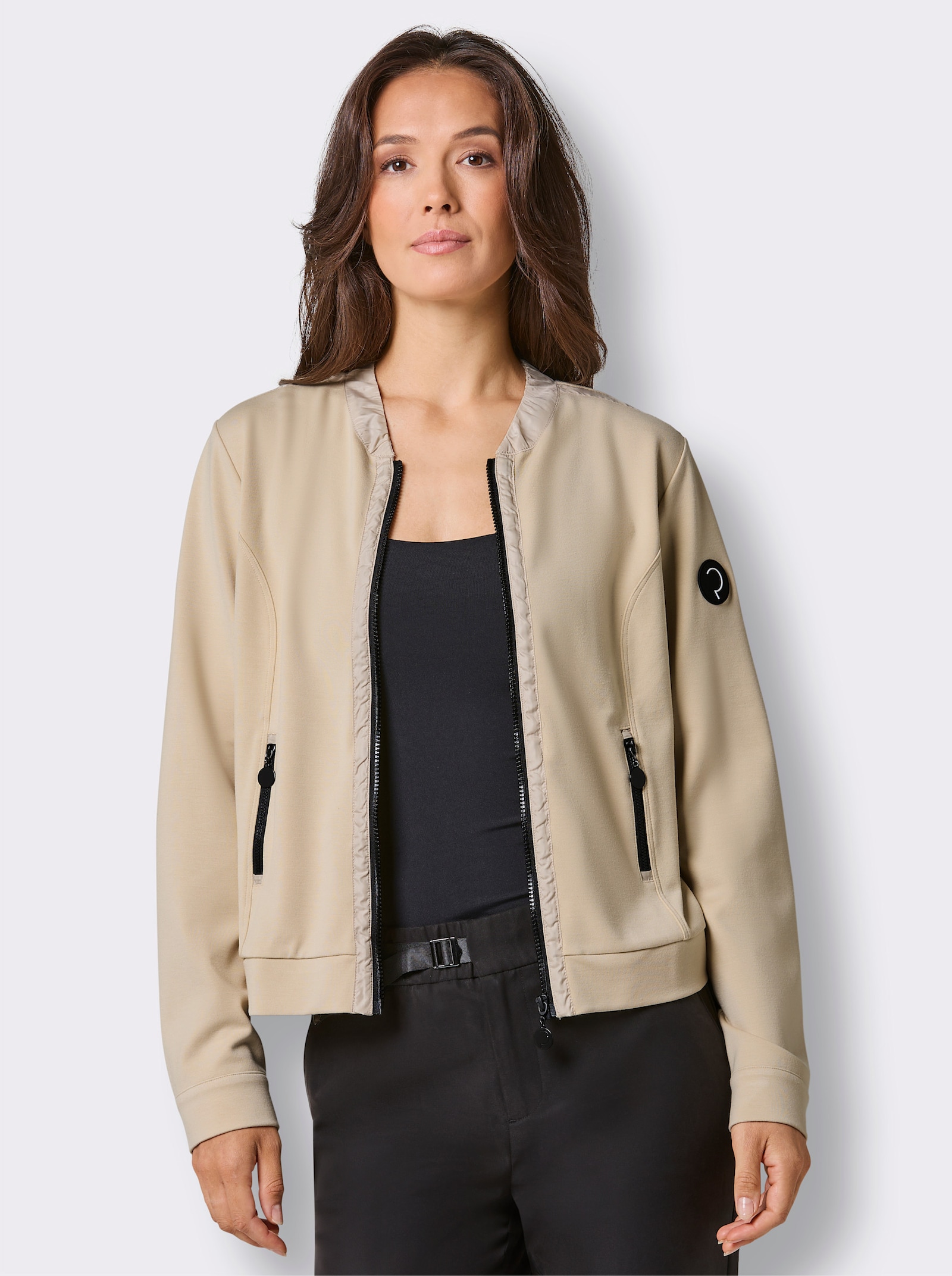 CREATION L PREMIUM Blouson-Blazer mit Glanz-Partien - sand