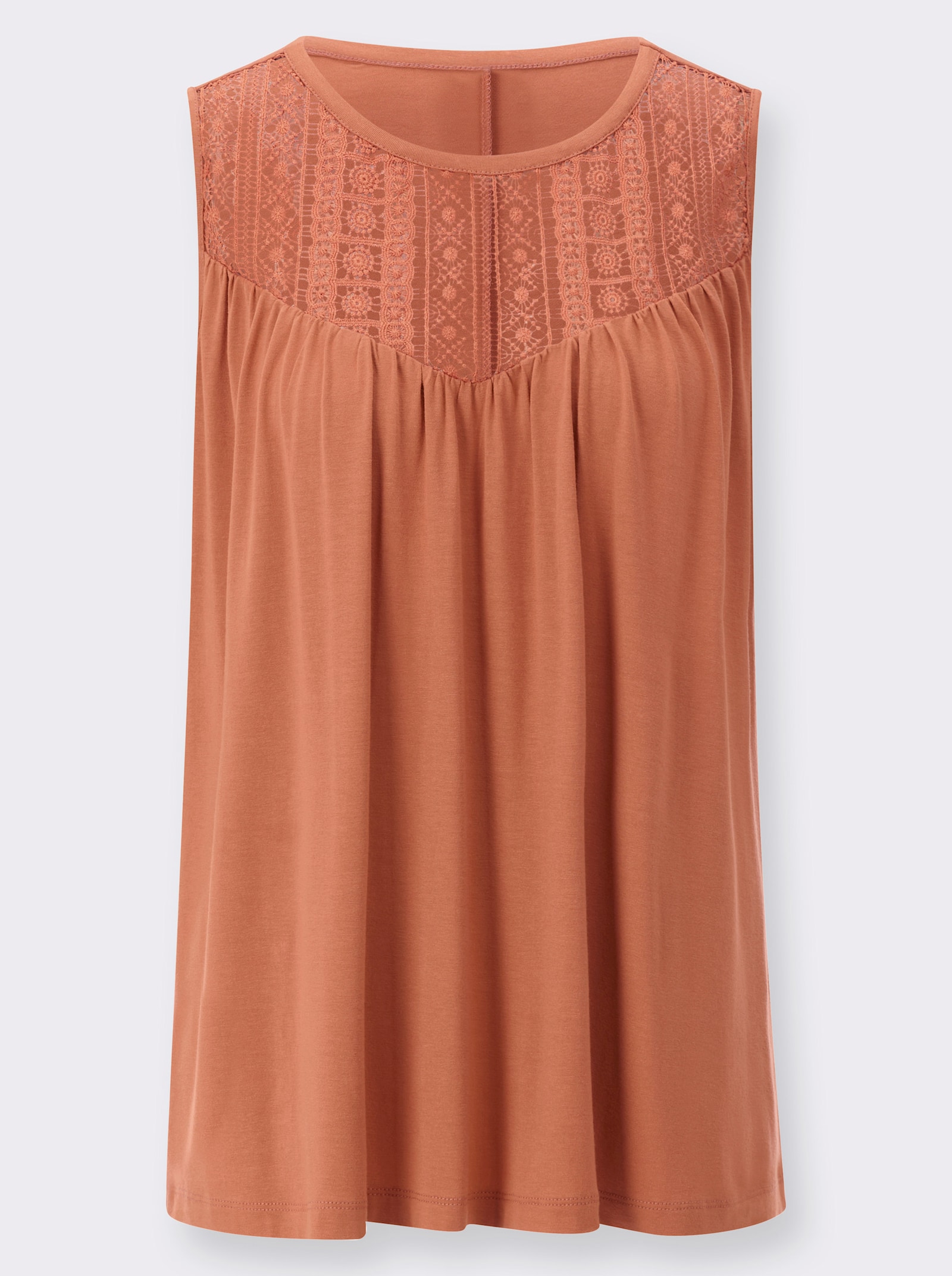 Shirttop mit Spitze im Vorderteil - papaya