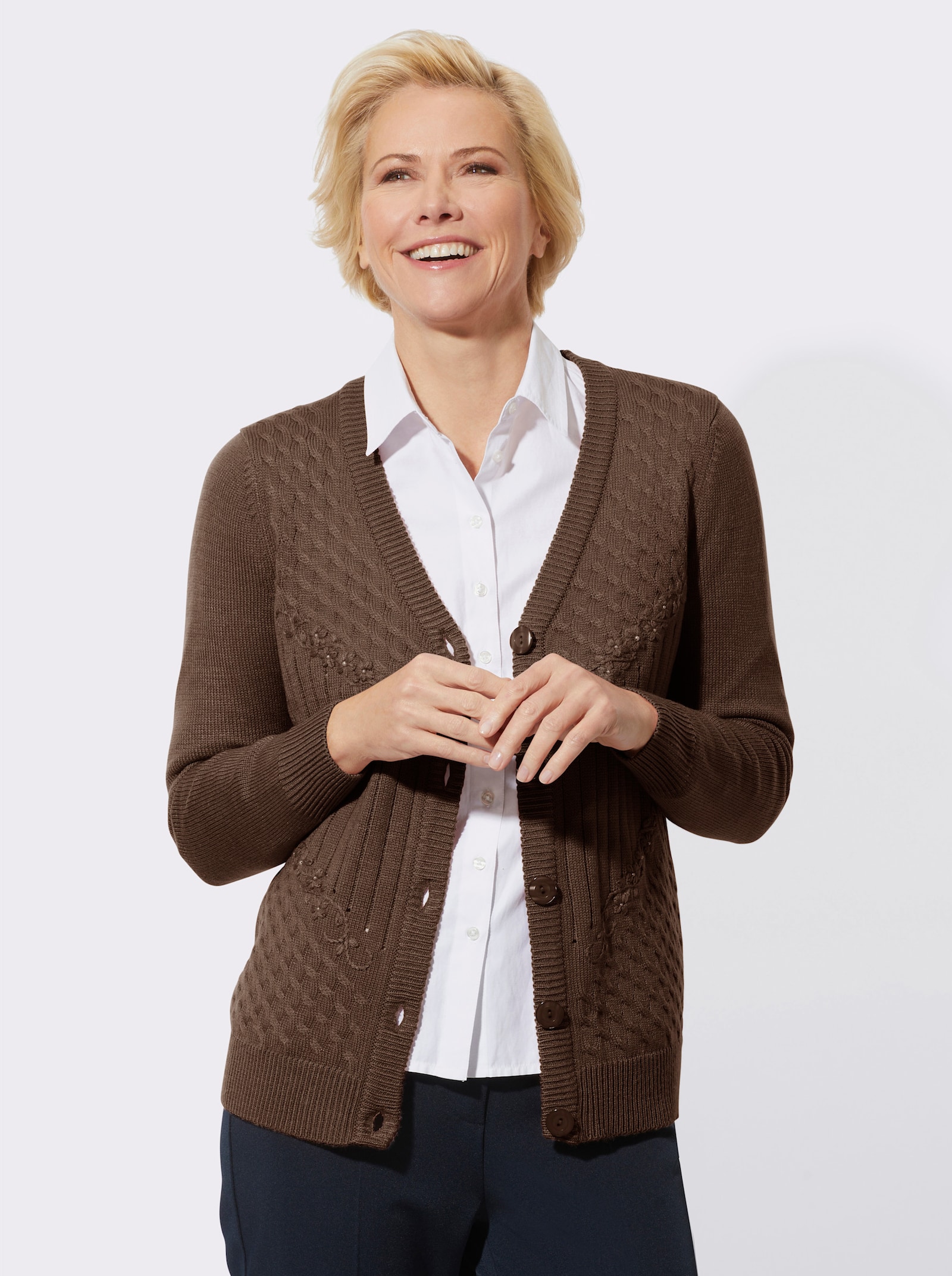 Strickjacke mit weichem Griff - schoko