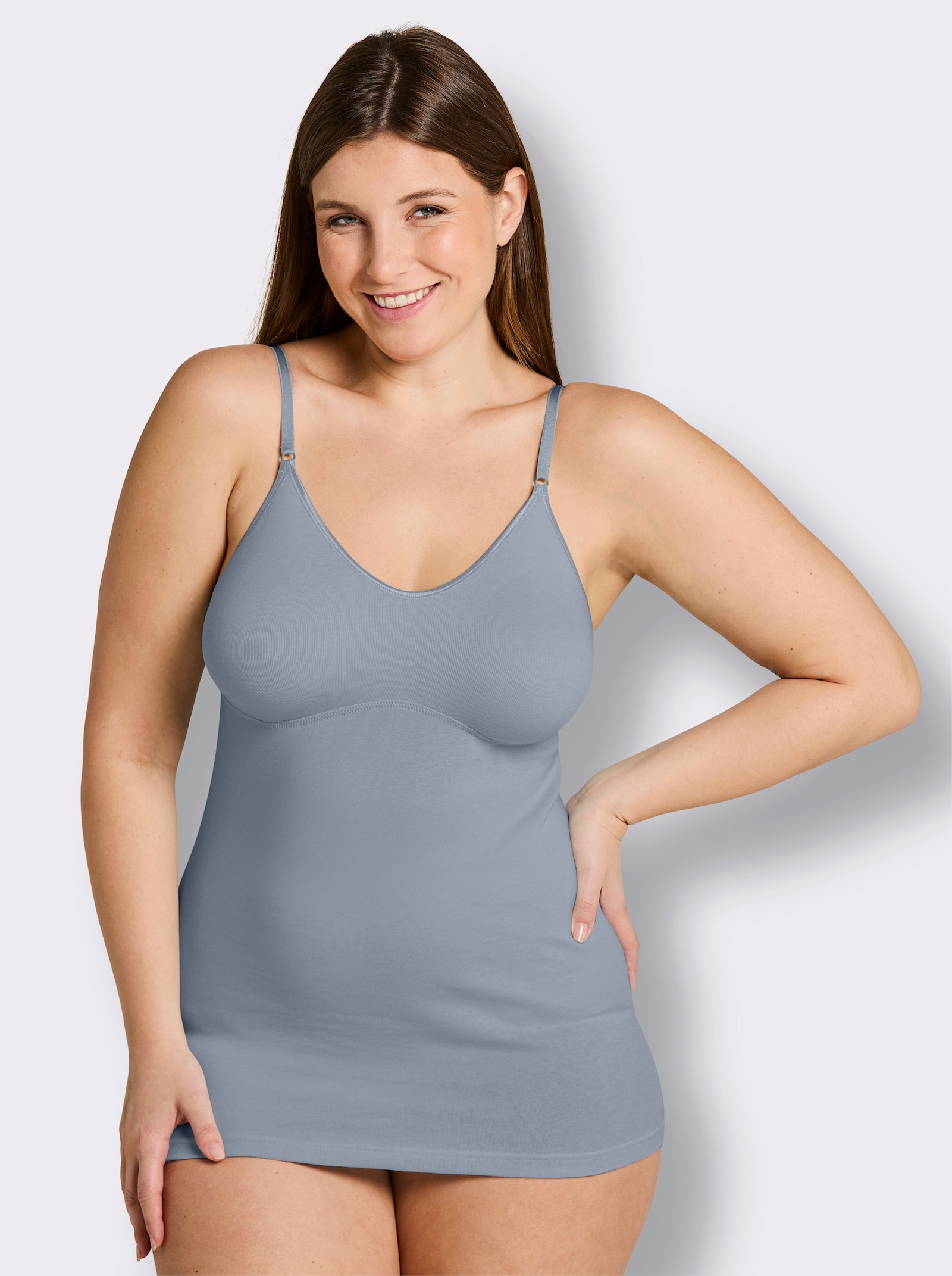 wäschepur BH-Hemd mit doppelt gemoldeten Cups - mittelblau