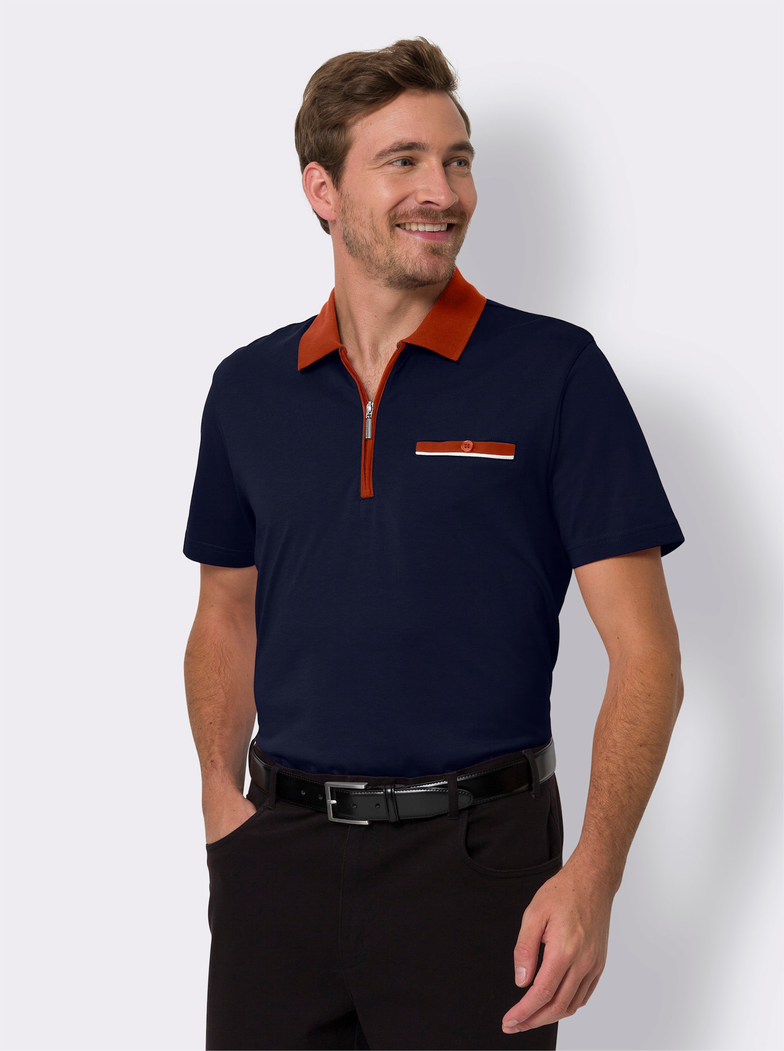 Poloshirt mit Kontrast-Details - marine