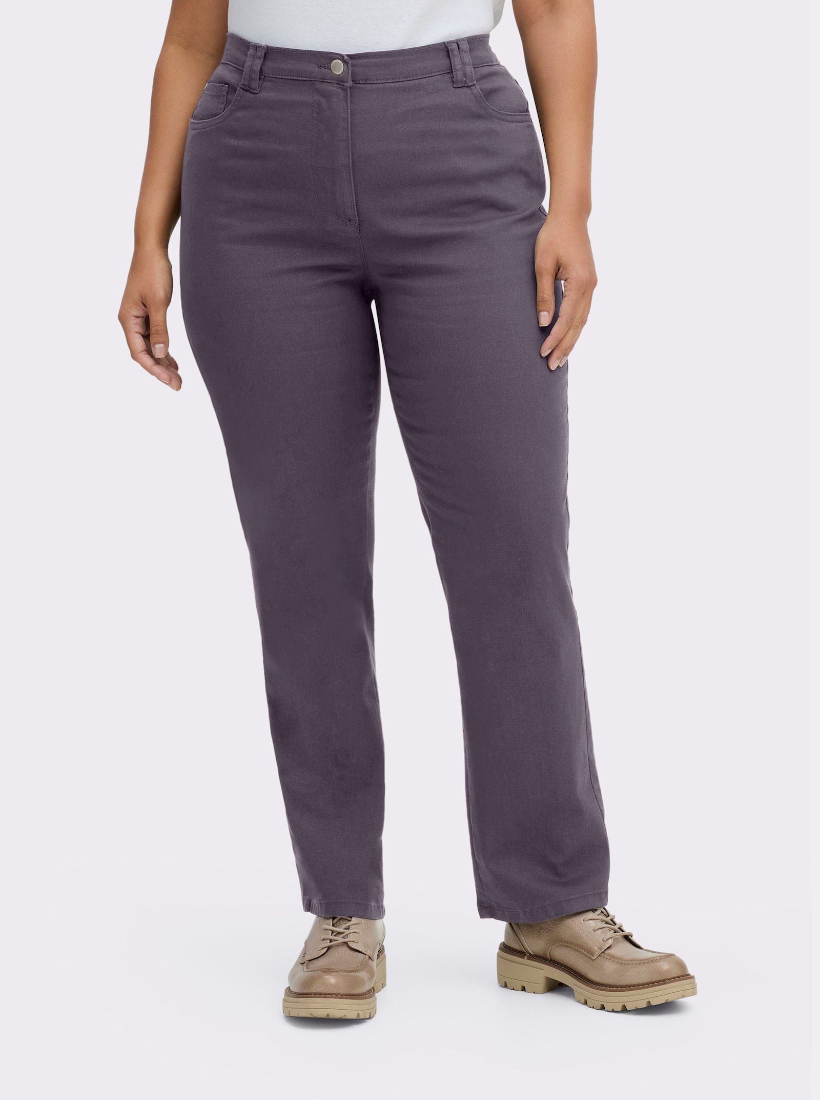 Stretch-Hose mit Nieten an den Taschen - lavendel