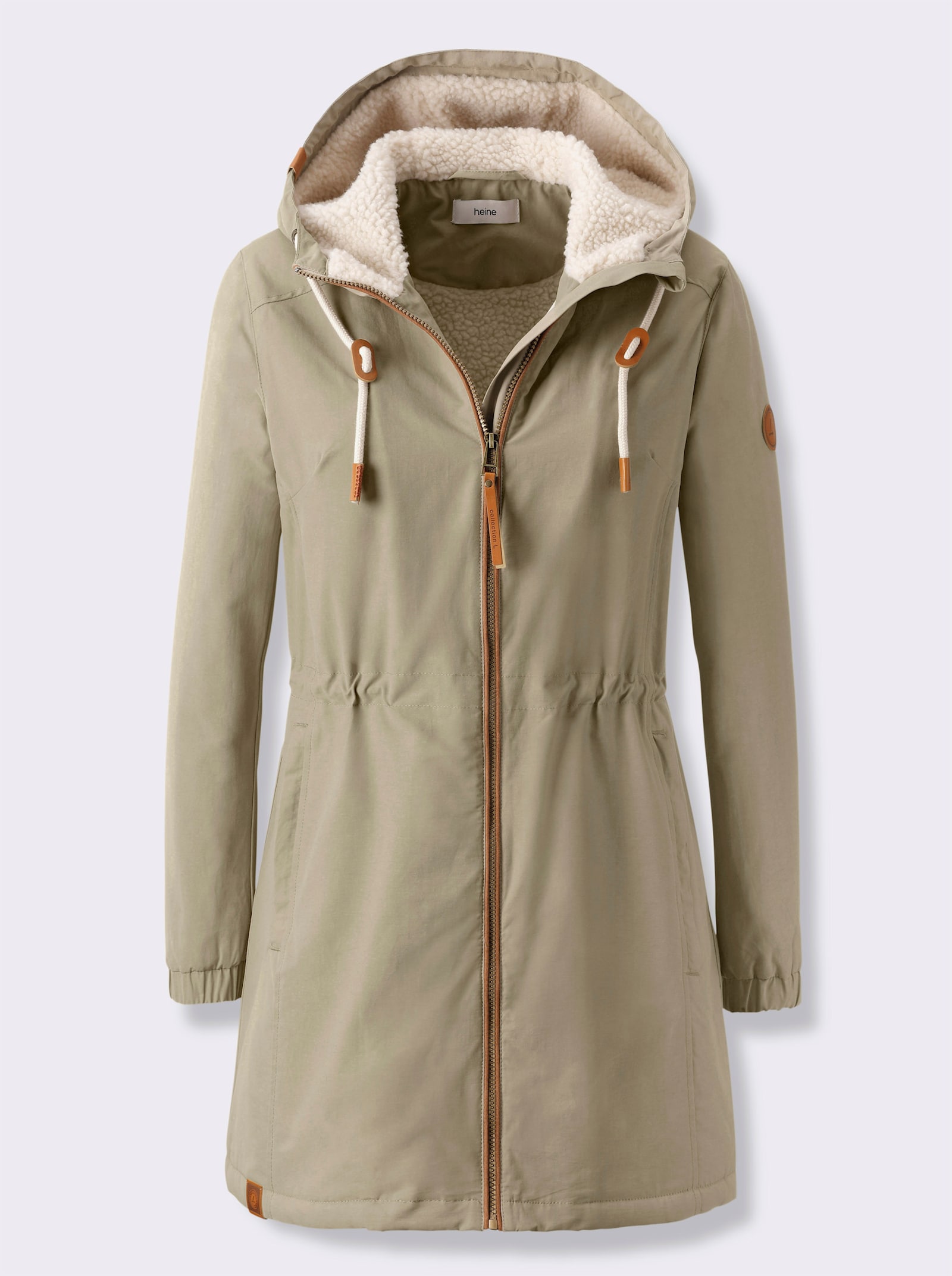 Parka mit Tunnelzug auf Höhe der Taille - schlamm