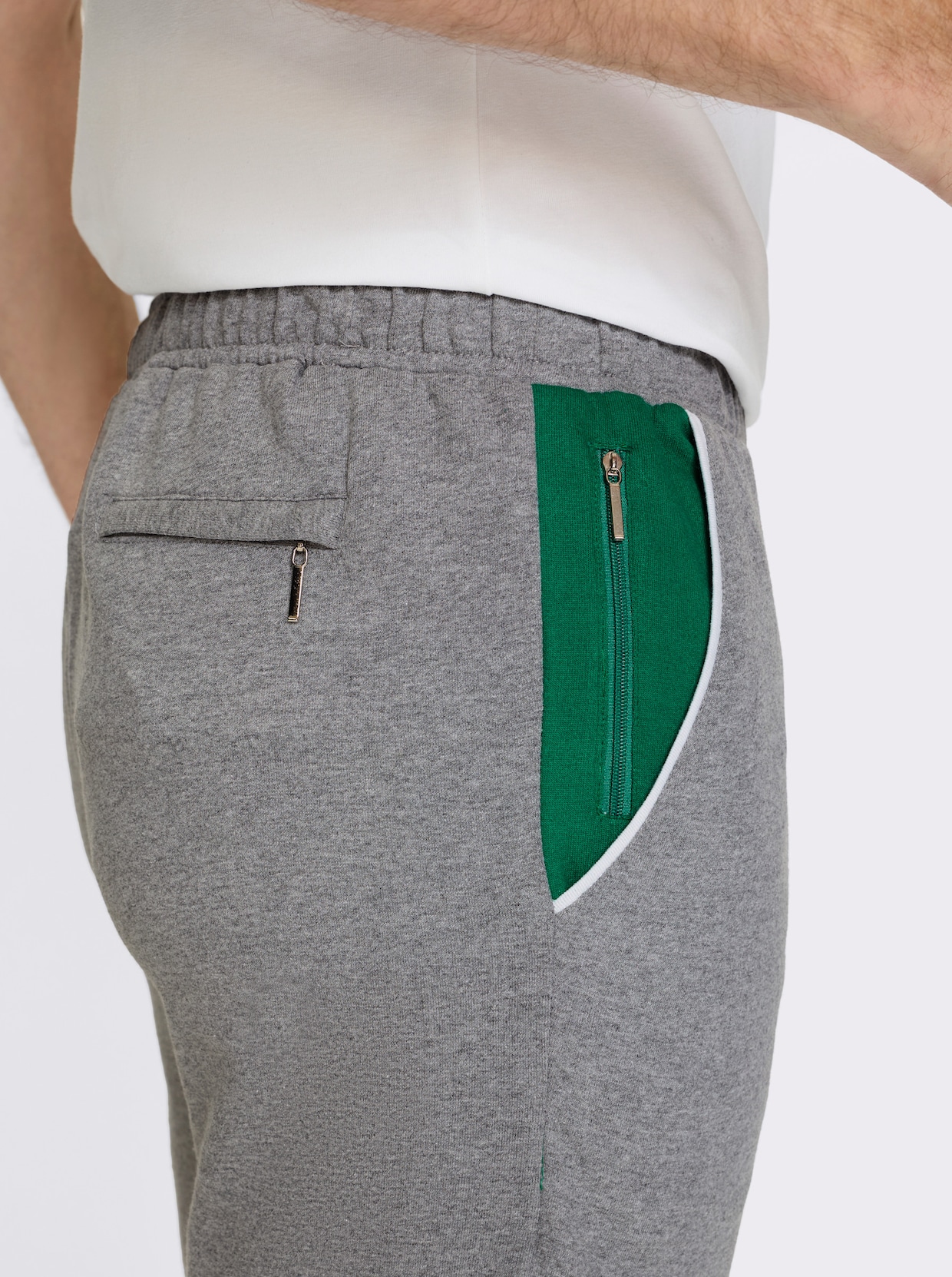 Catamaran Sports Freizeithose mit kontrastfarbigen Taschenbeuteln - grau-meliert