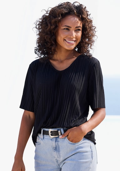 LASCANA Plisséshirt - zwart