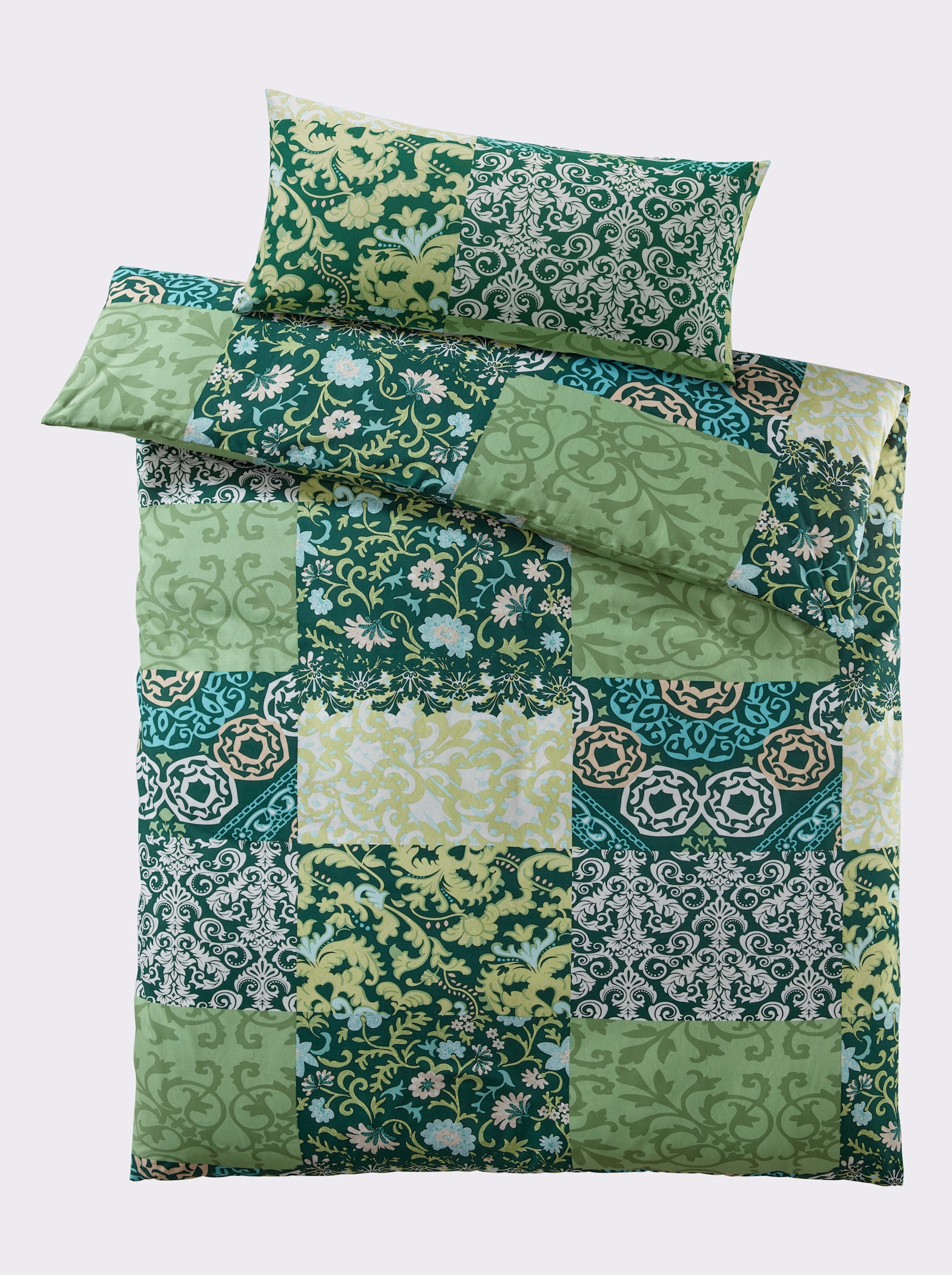 heine home Bettwäsche in Patch-Optik - kalkmint-eucalyptus-bedruckt