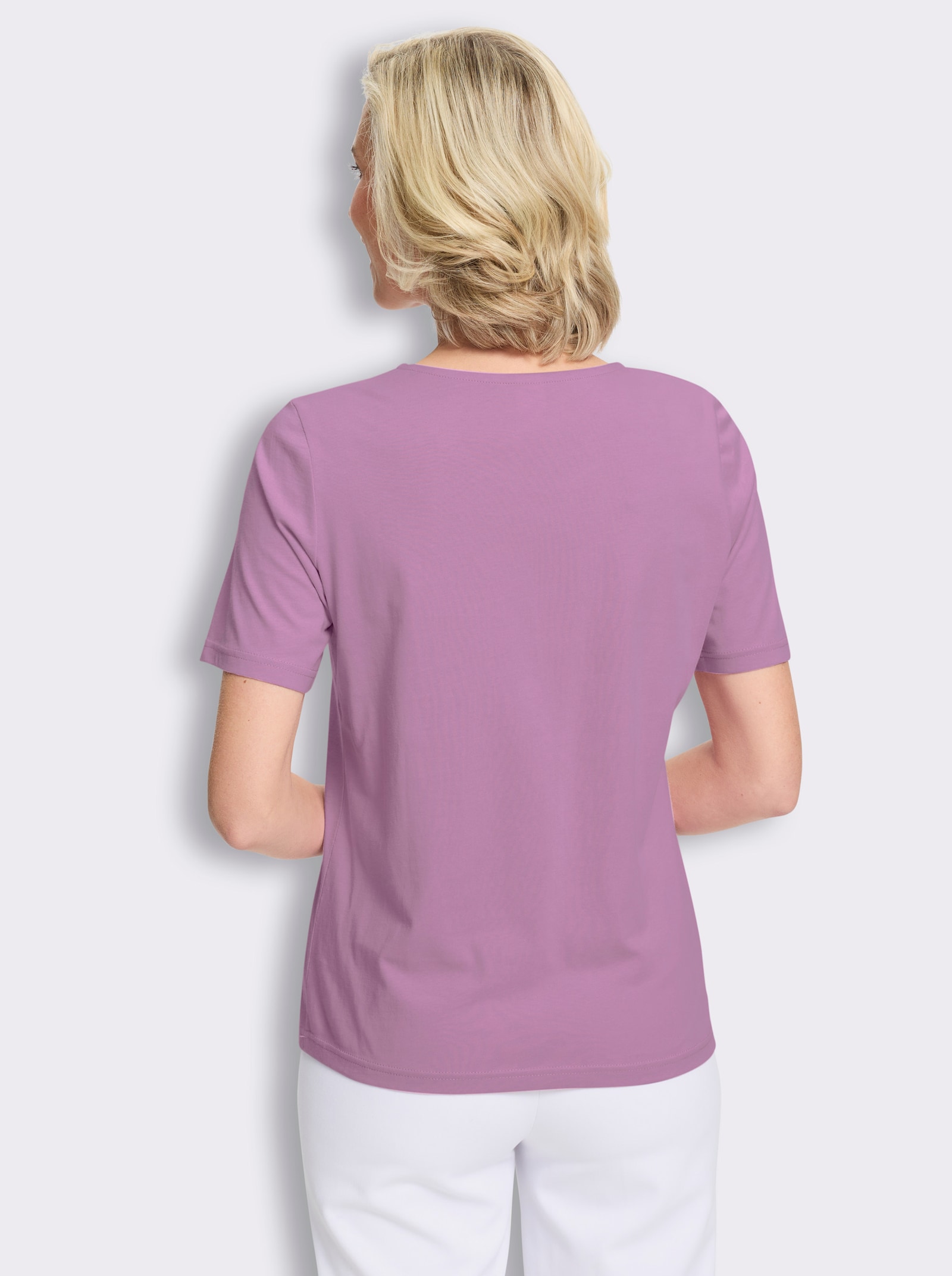 Kurzarmshirt mit Glitzersteinchen-Applikation - orchidee