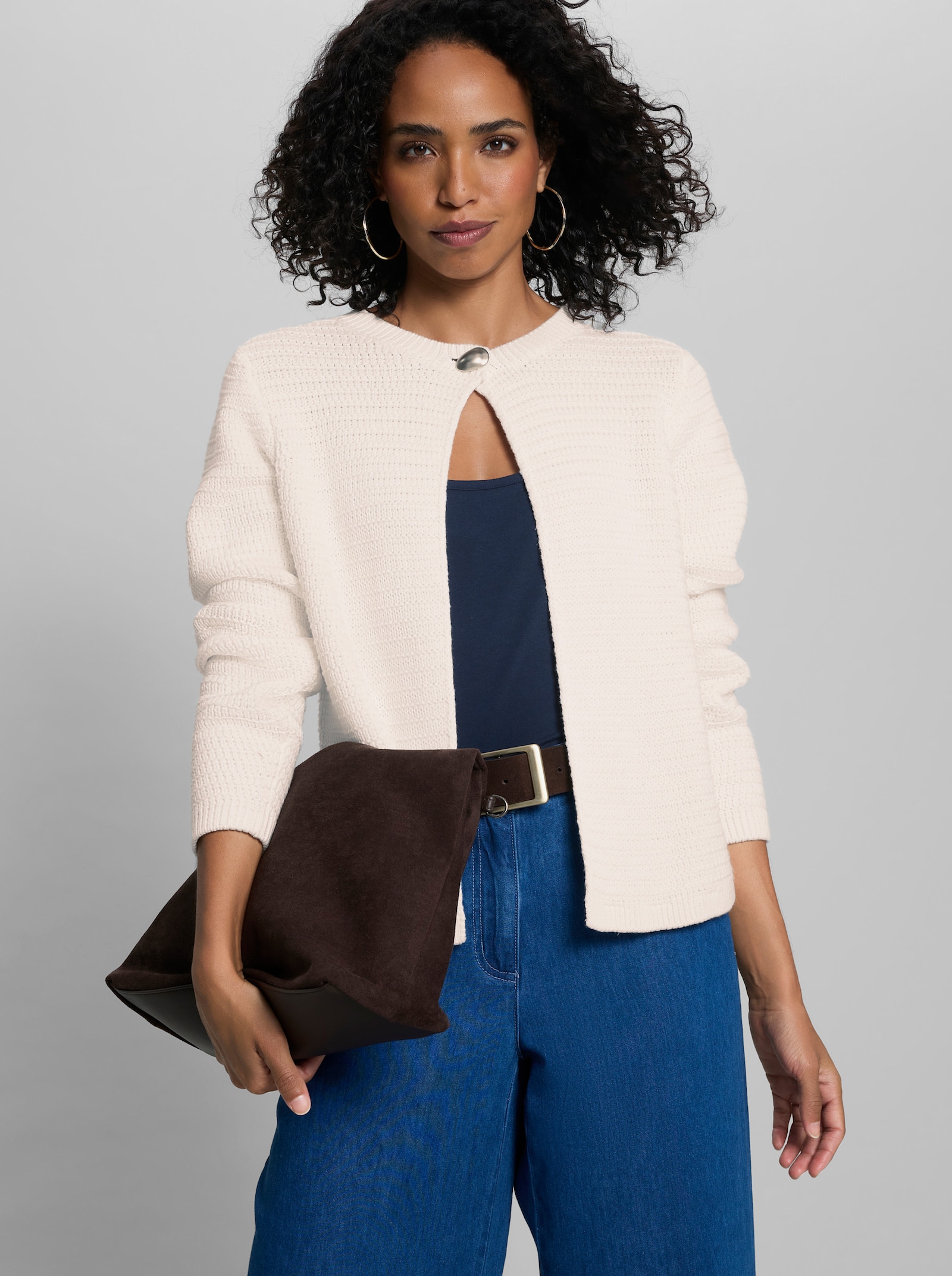 heine Strickjacke mit Strukturmuster - ecru