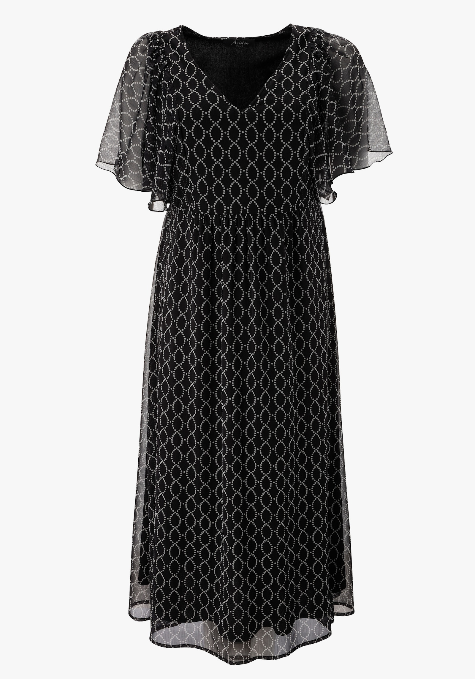Aniston PLUS Chiffonkleid - schwarz-weiß