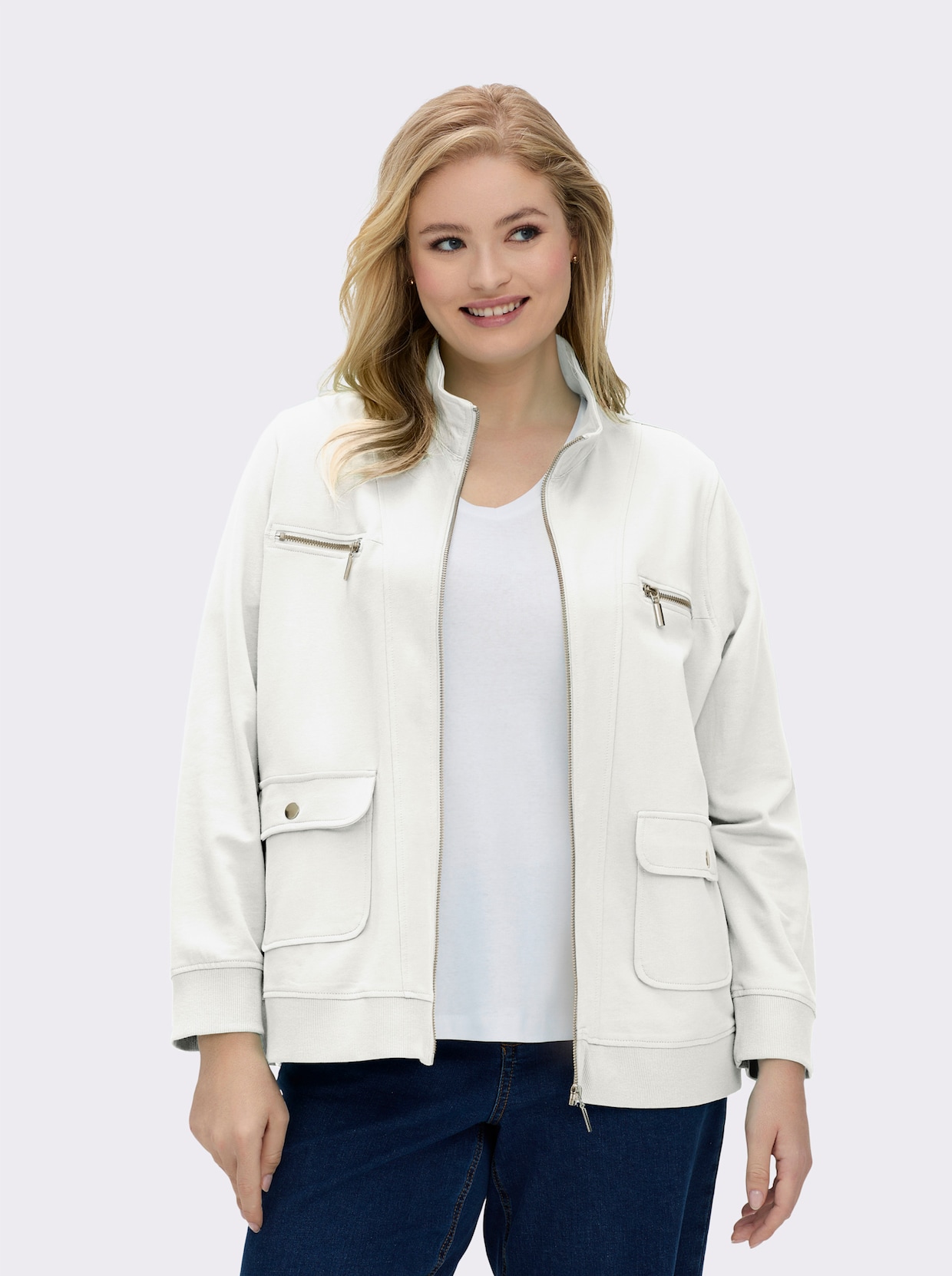 Shirtjacke aus reiner Baumwolle - weiß