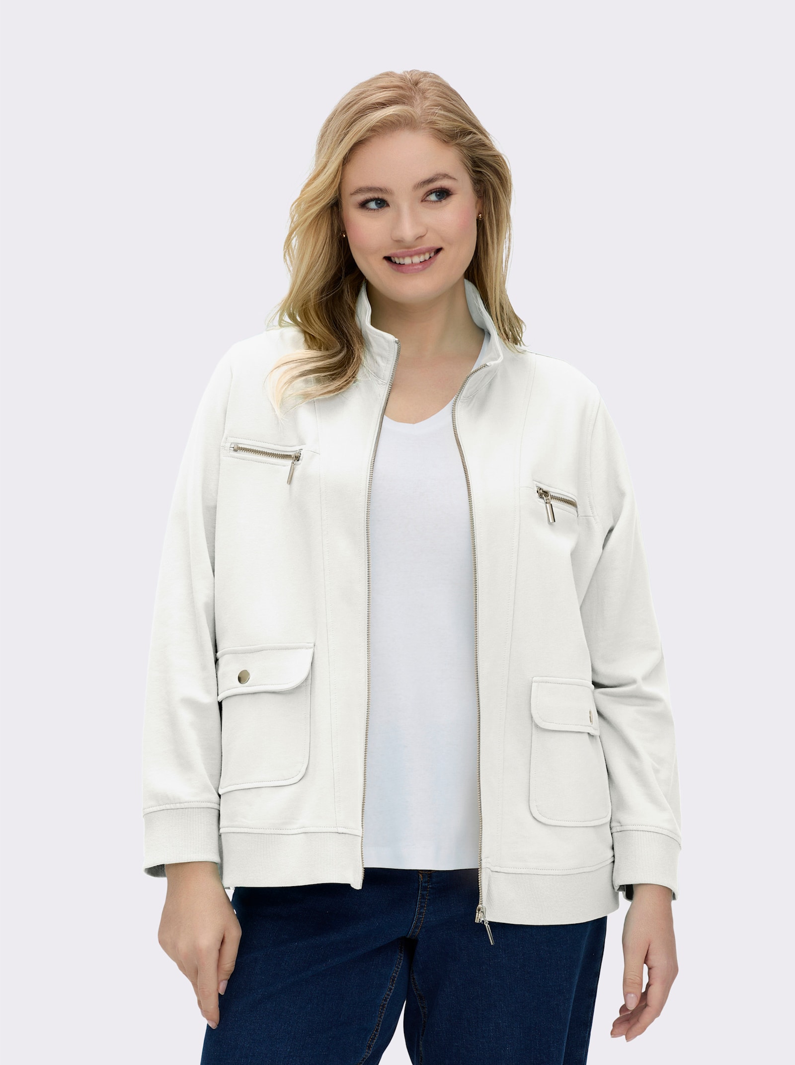 Shirtjacke aus reiner Baumwolle - weiß