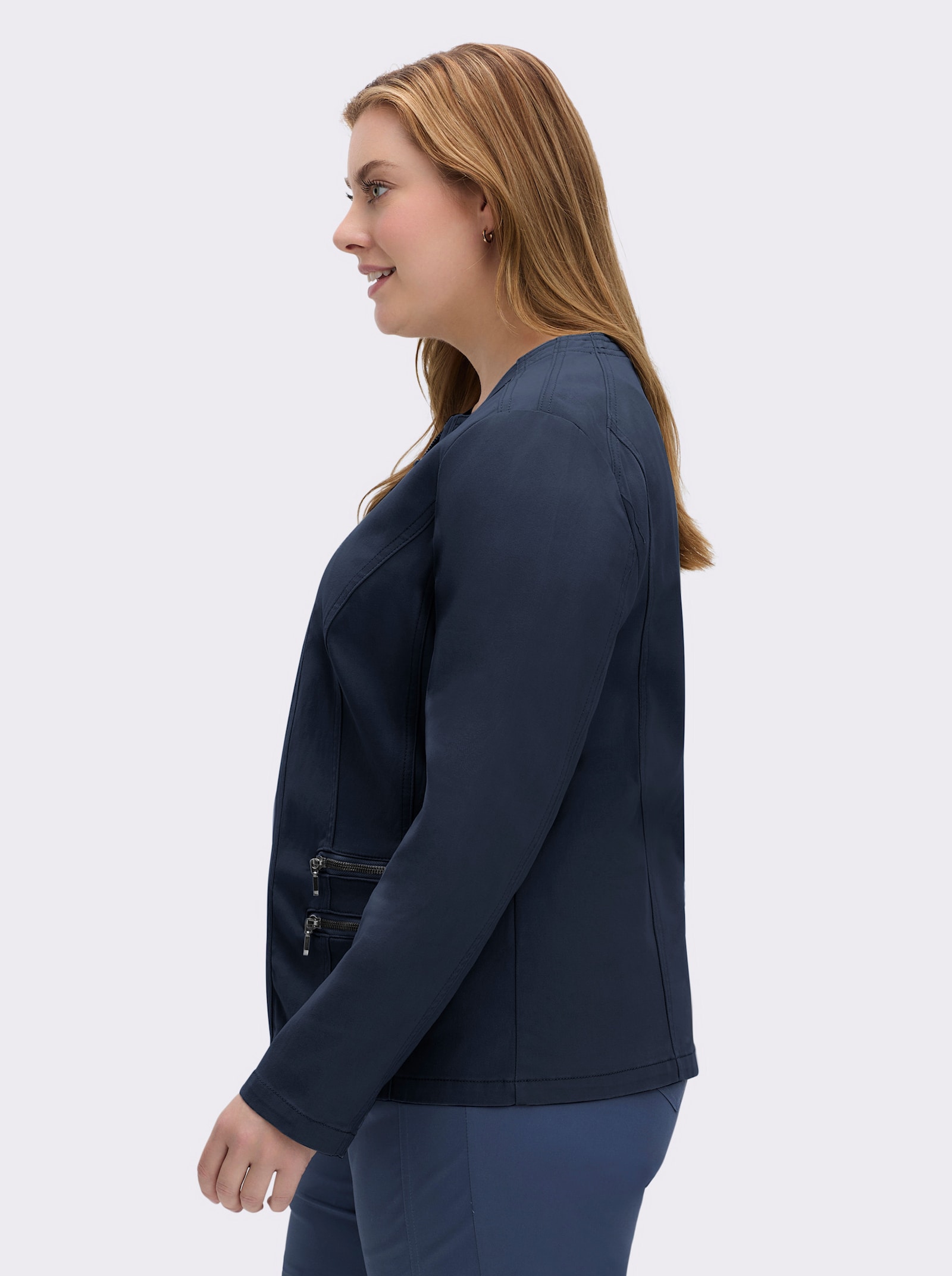 Jeansblazer mit Zier-Reißverschlüssen - marine