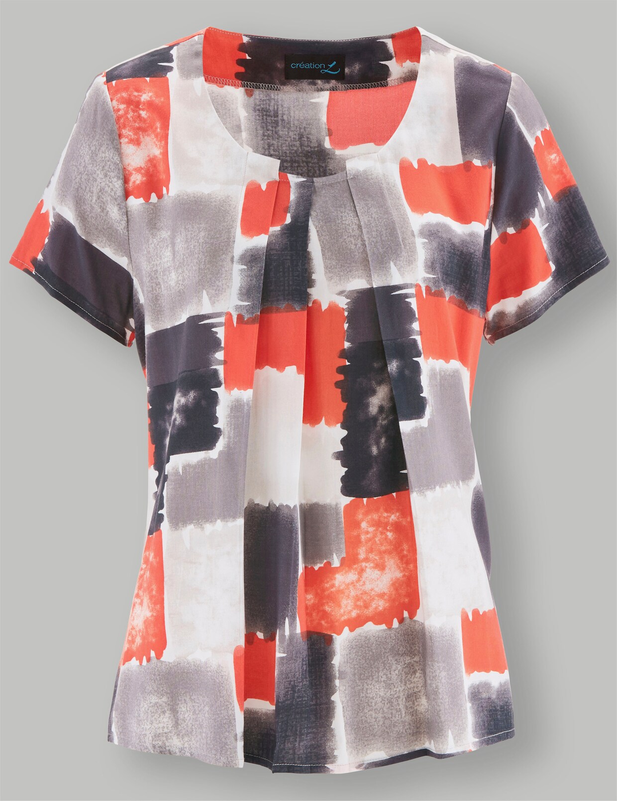 Kurzarm-Bluse - weiss-bedruckt