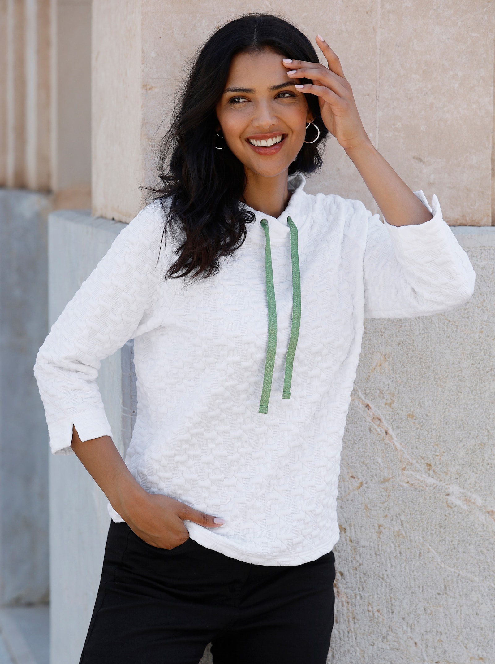 Sweatshirt mit Jacquard-Struktur - weiß