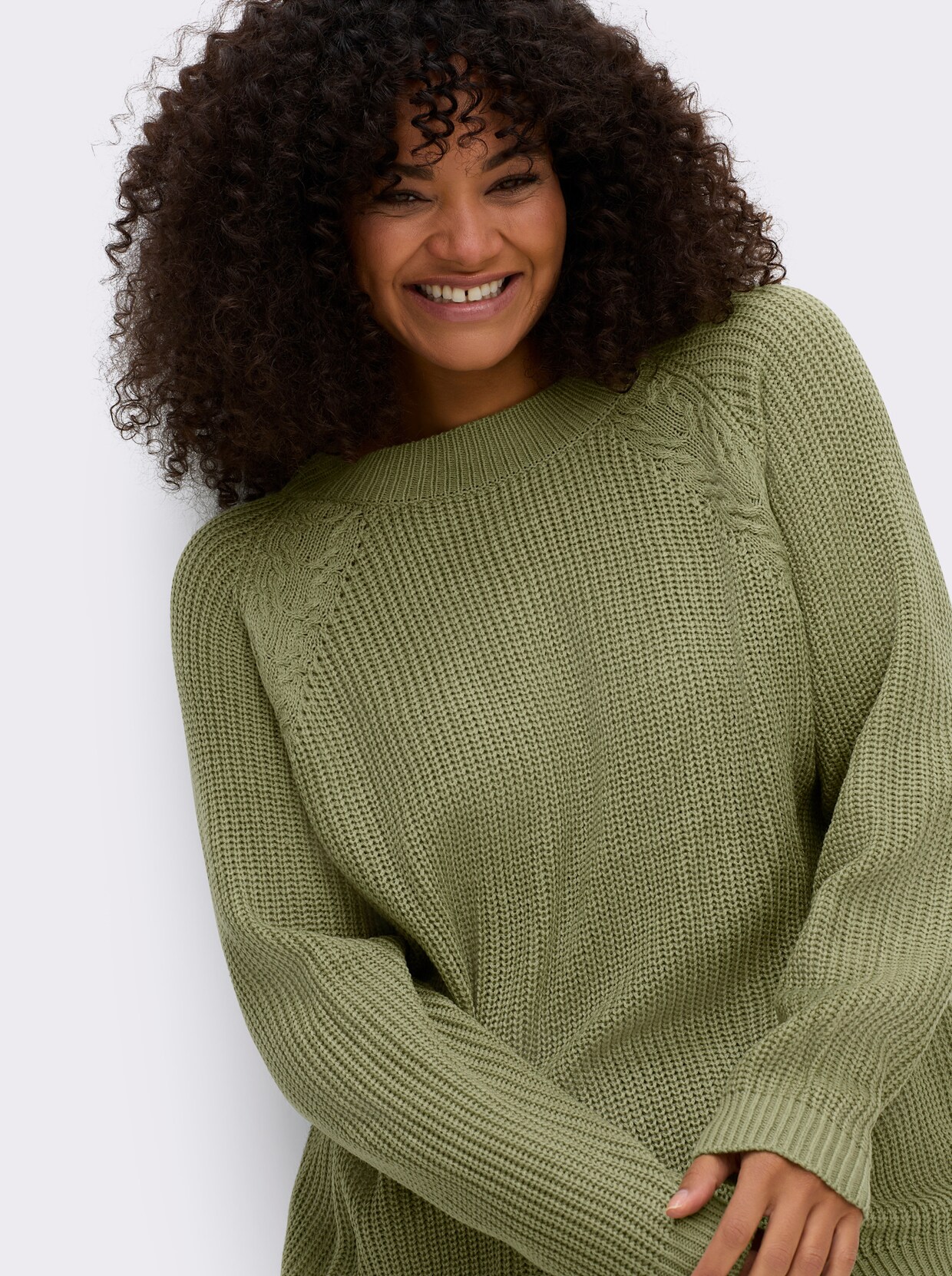 Stehkragenpullover mit Raglan-Ärmeln - schilf