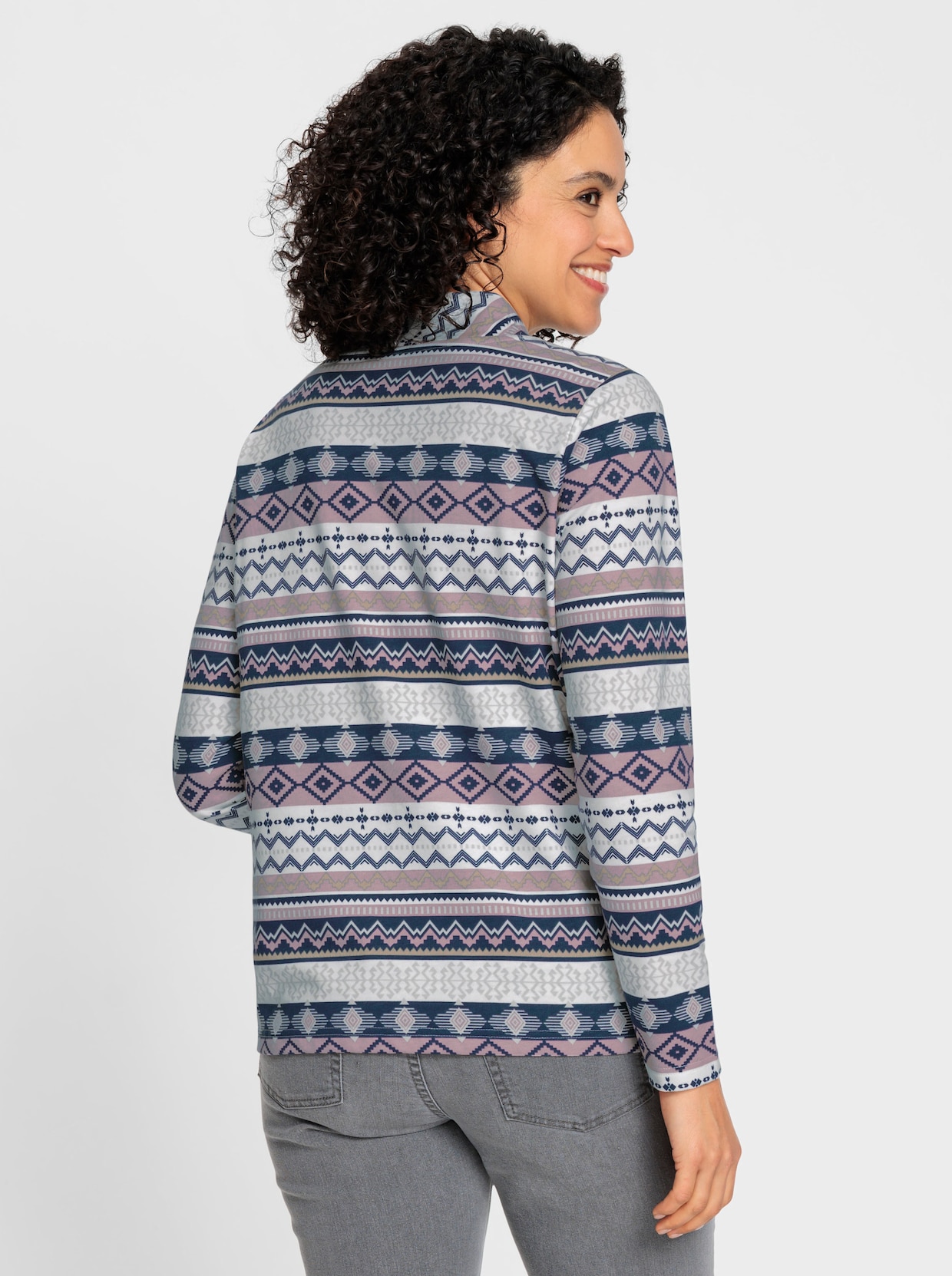 Sweatshirt - ecru-mauve-bedruckt