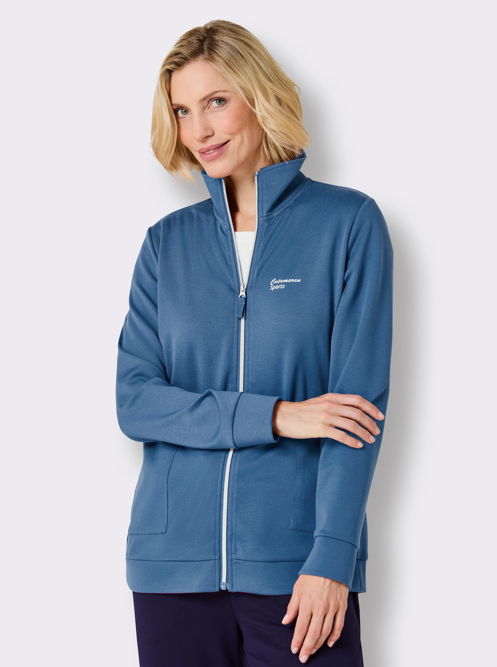 Catamaran Funktionsjacke in formstabiler Interlock-Qualität - mittelblau