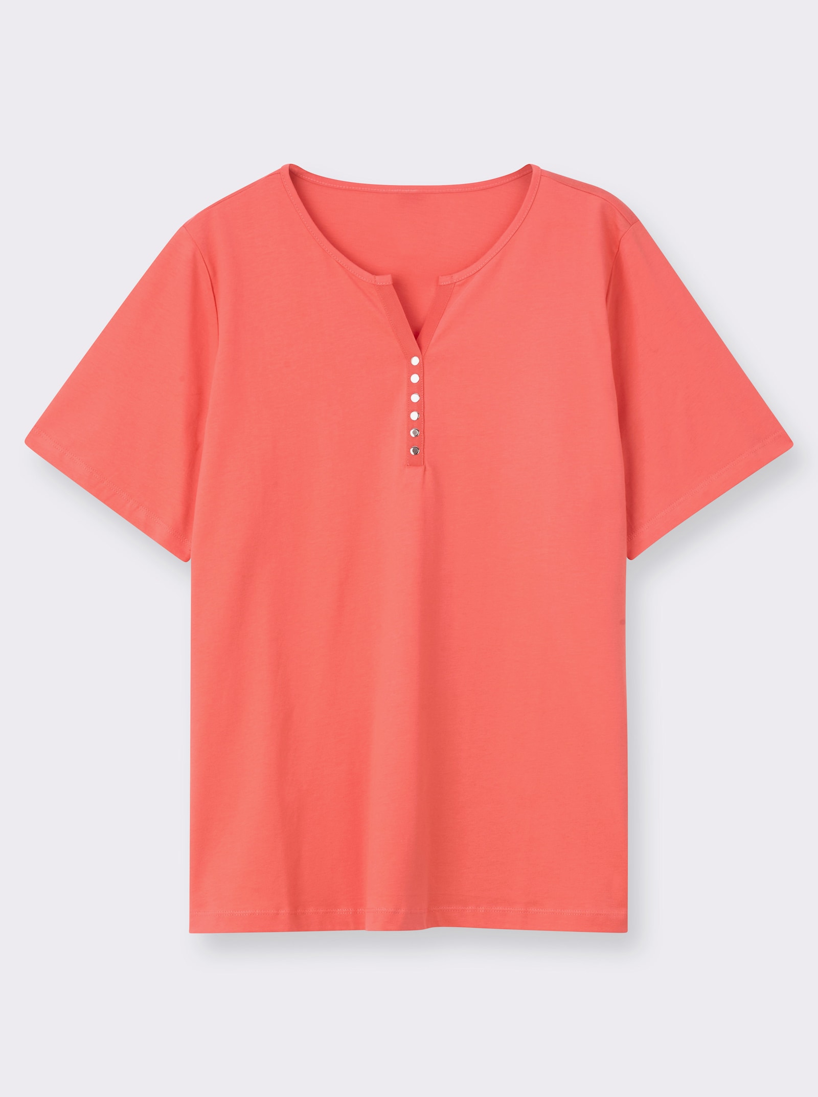 Kurzarmshirt aus reiner Baumwolle - koralle