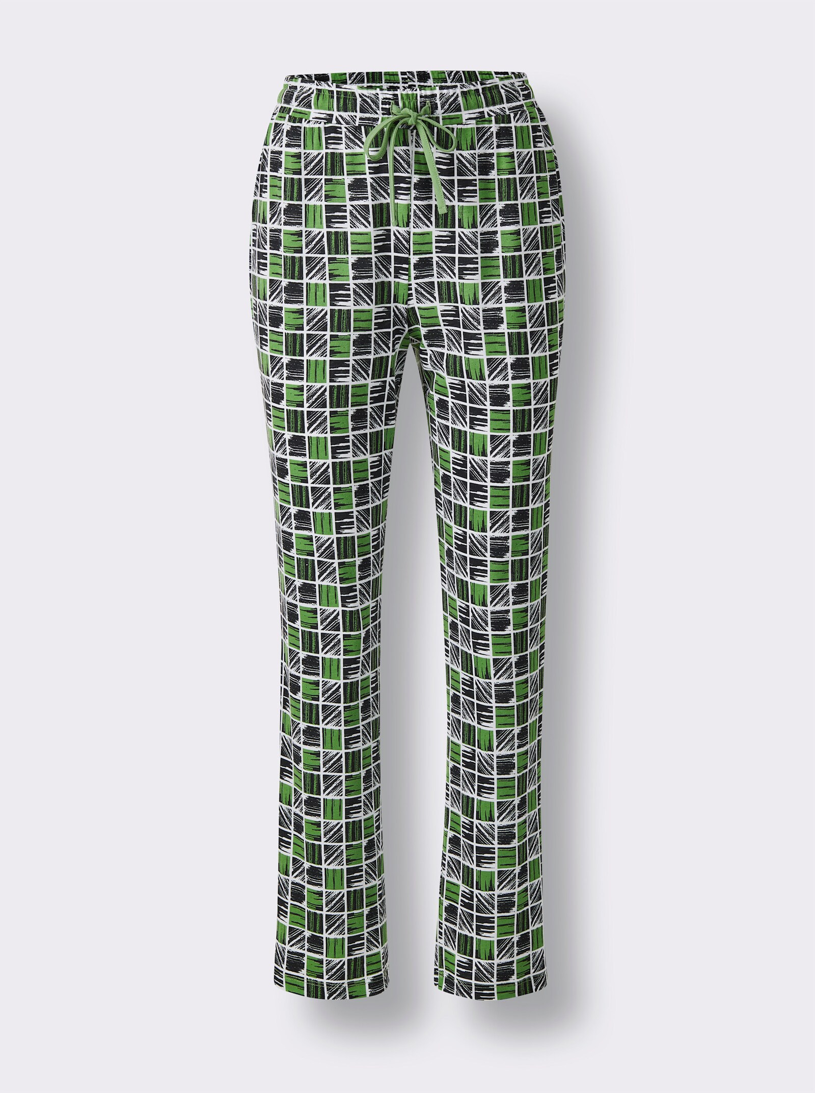 wäschepur Schlafanzug mit gemusterter Hose - apfel-schwarz-kariert