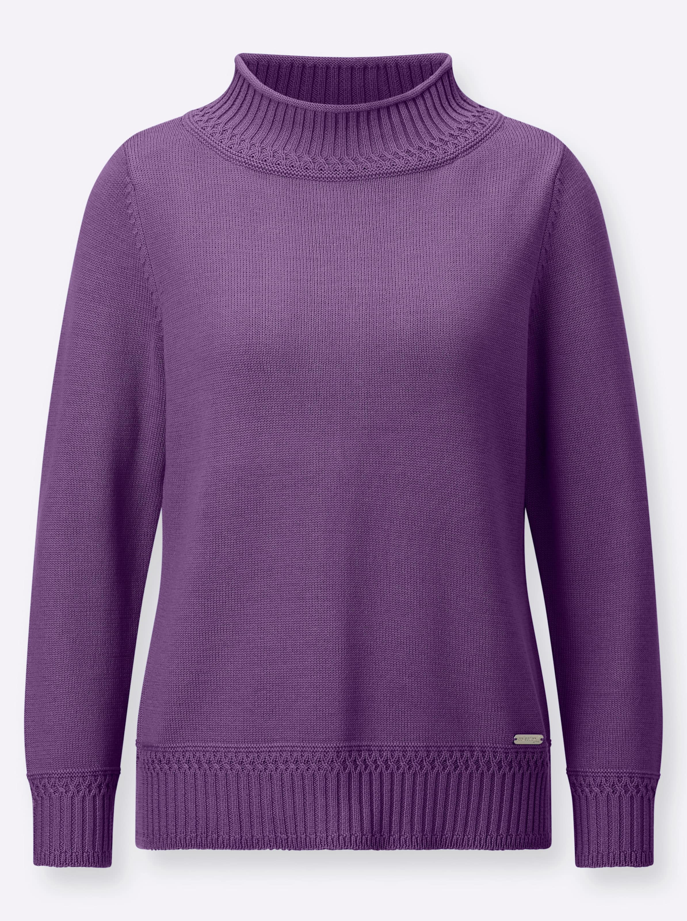 Sheego Damen Lila Stehkragenpullover - Bild 3