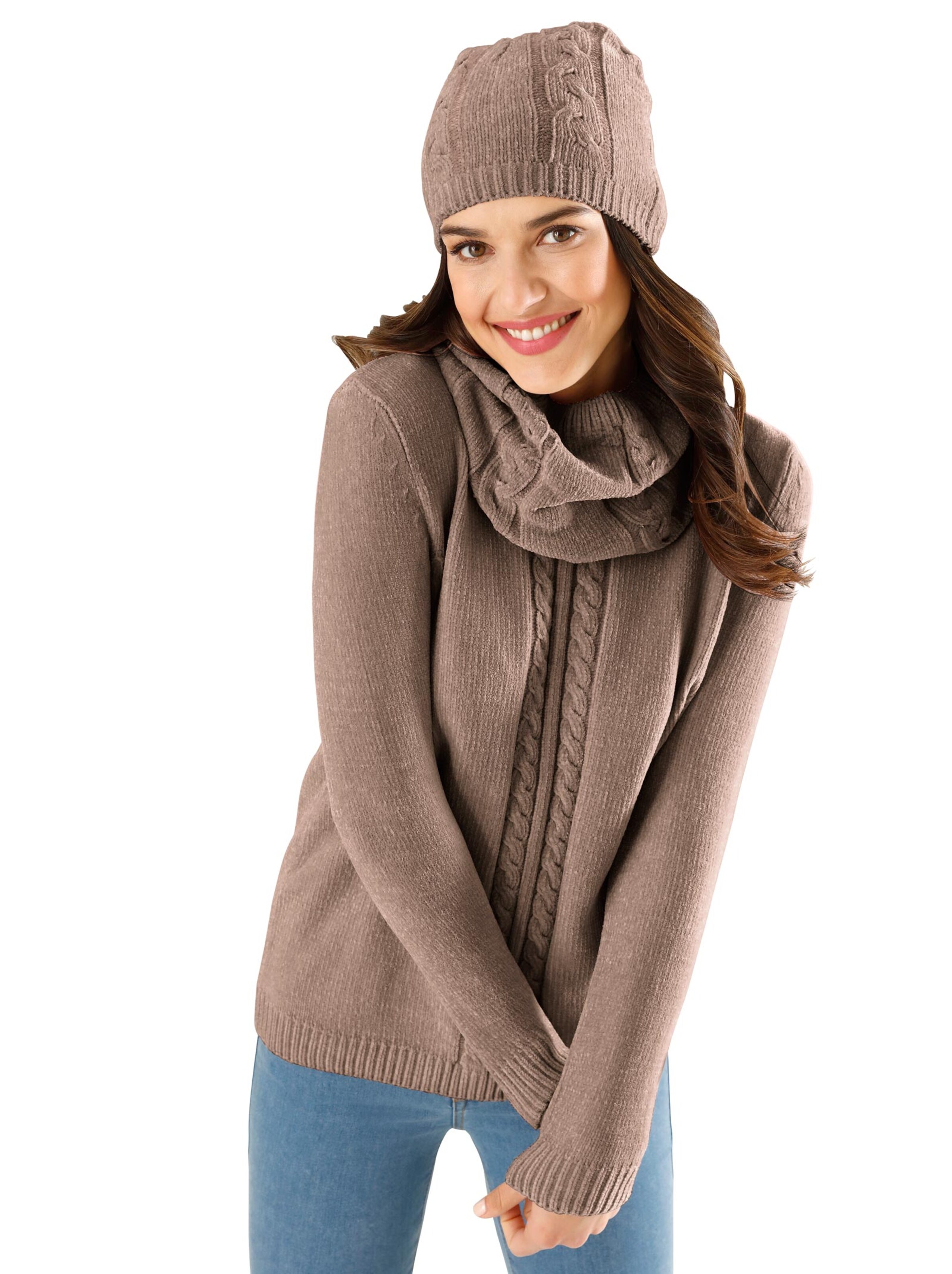 Set: Schal und Mütze - taupe