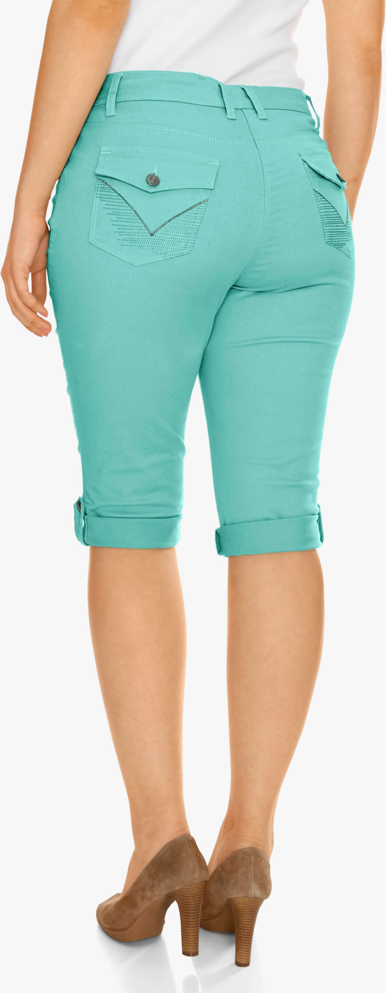 heine Caprijeans mit Power-Mesh - türkis