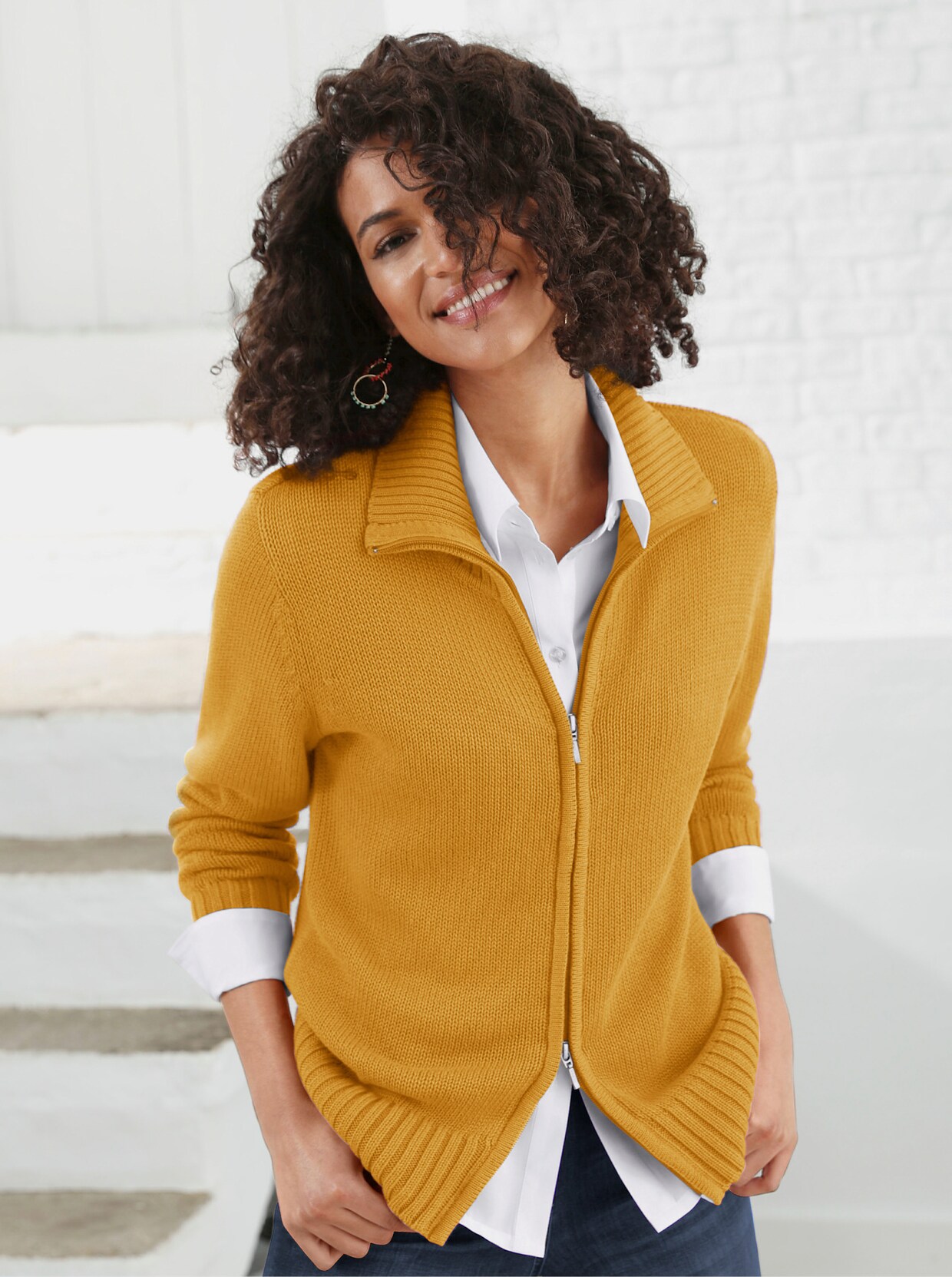Strickjacke - maisgelb