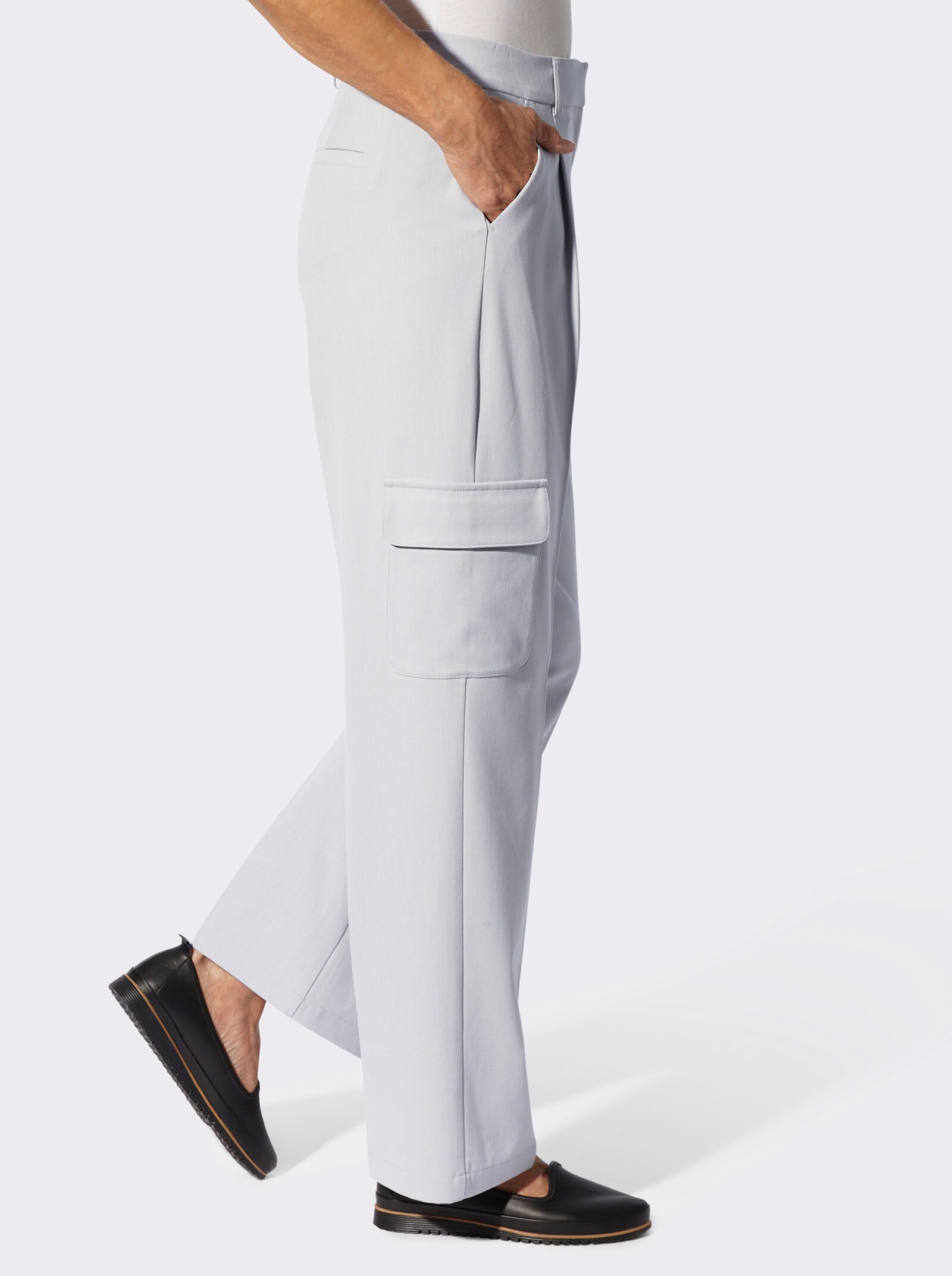 Cargohose in weiter Form - grau-meliert