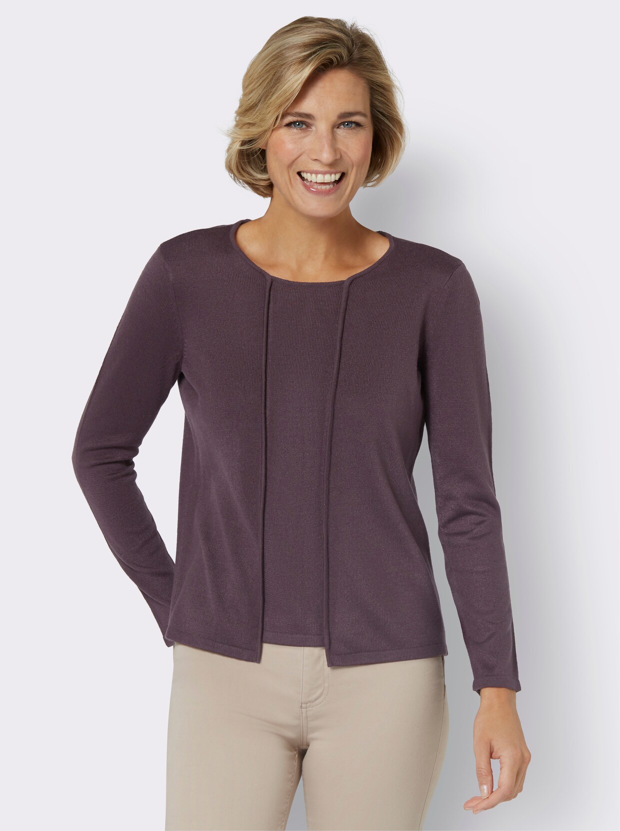 2-in-1-pullover - aubergine