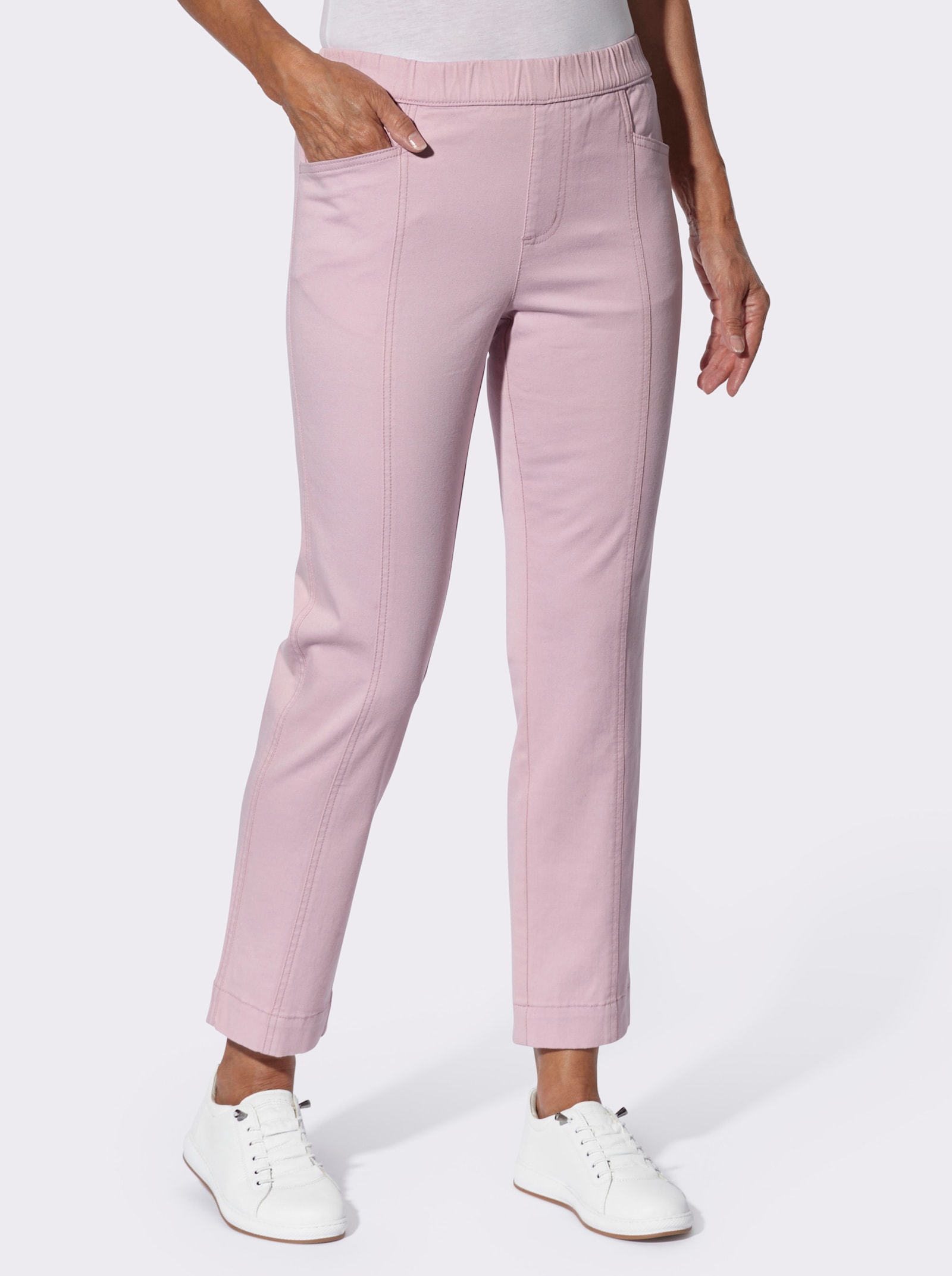 Stretch-Hose mit Teilungsnaht vorne - rosé