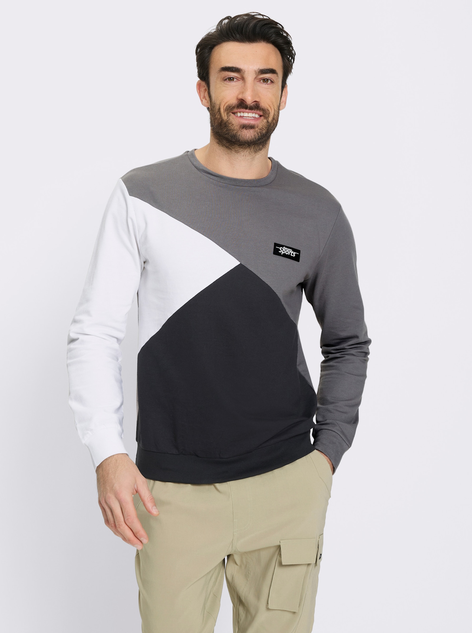 Catamaran Sports Sweatshirt mit Rippbündchen - grau-schwarz