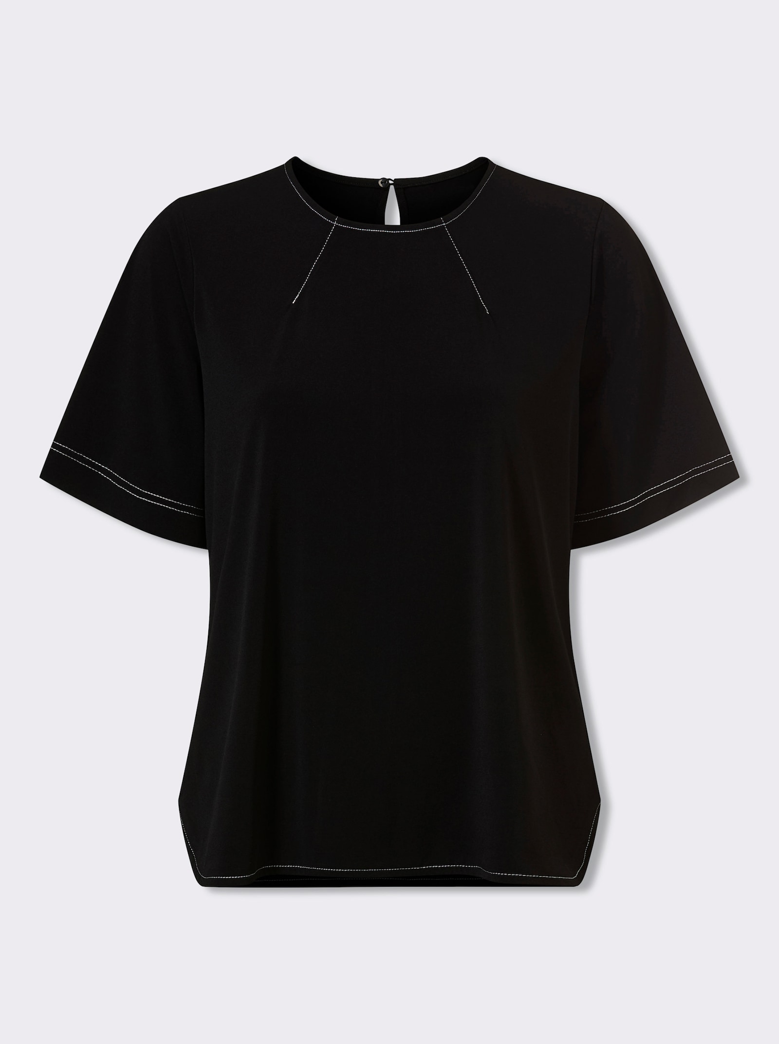 heine T-Shirt mit Ziernähten, kontrastfarben - schwarz