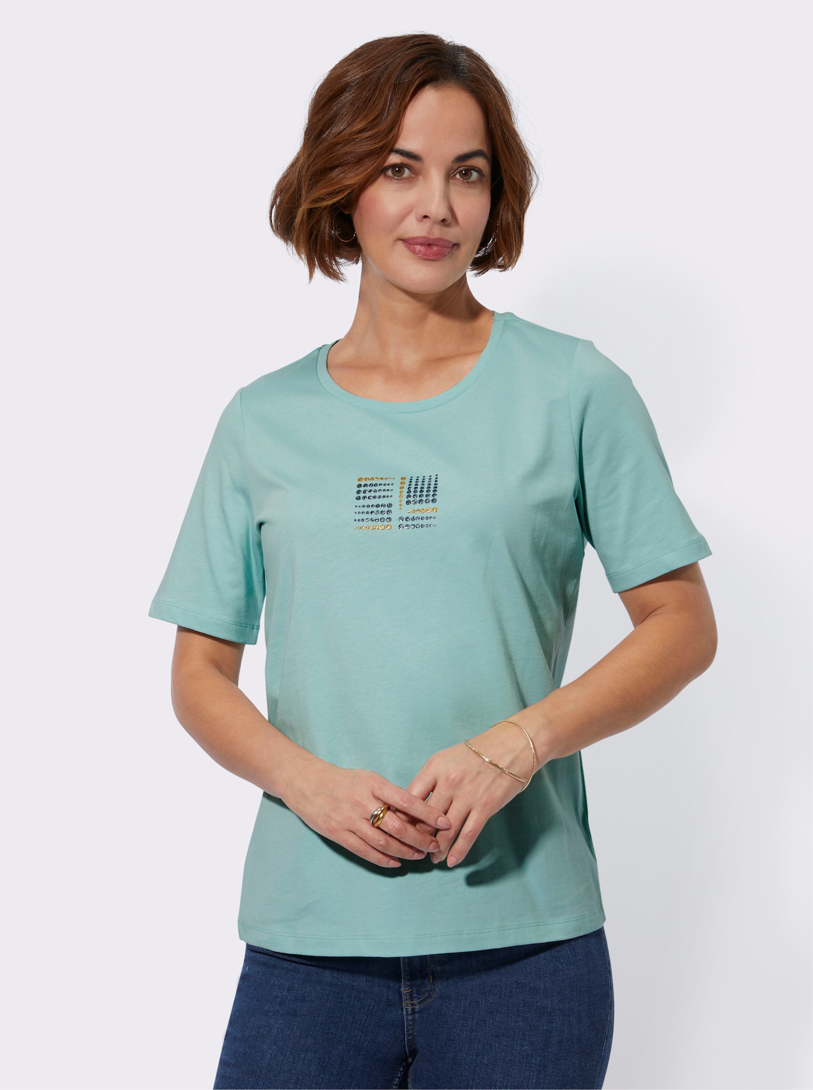 Kurzarmshirt aus reiner Baumwolle - mint